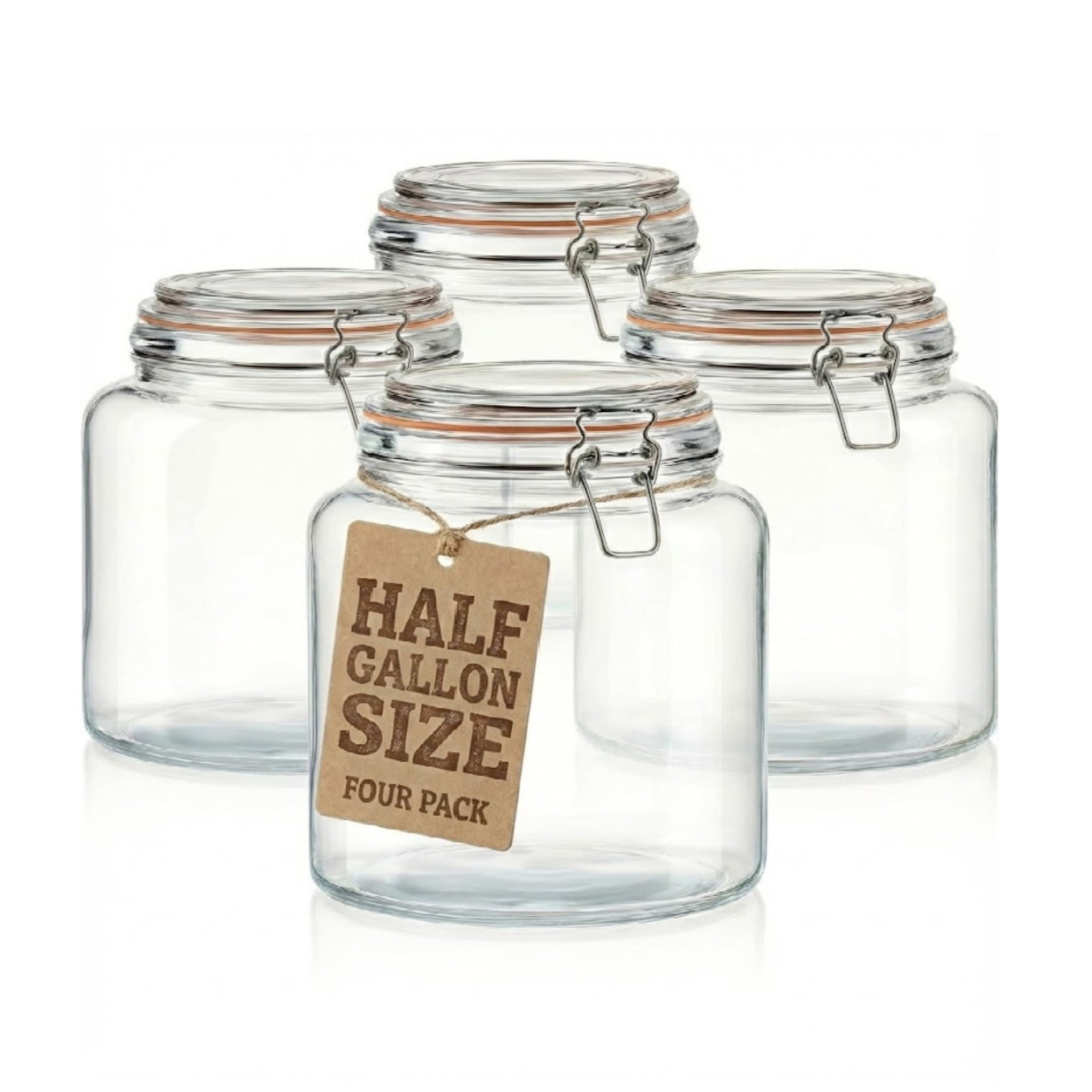 Half Gallon Glass Large Mason Jars with Airtight Lid (4 Count)