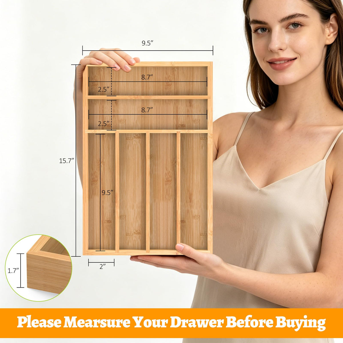 Bamboo Silverware Drawer Organizer