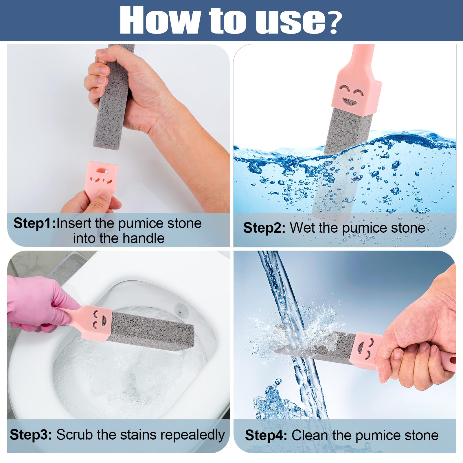 10 Pack Pumice Stone Scouring Sticks with 2 Universal Handles (10 Ounce)