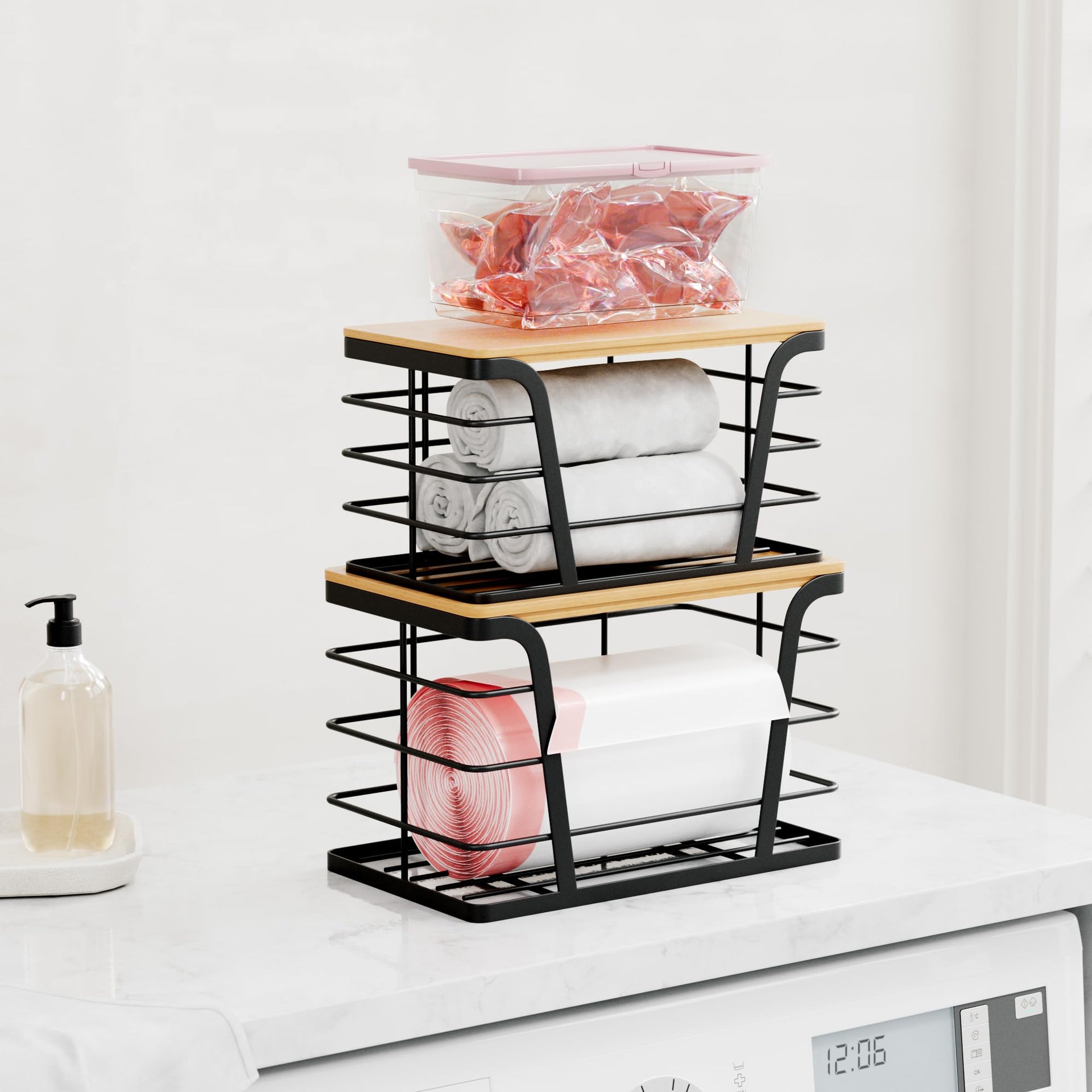 2 Pack Stackable Storage Laundry Kitchen Organizers (2 Count)