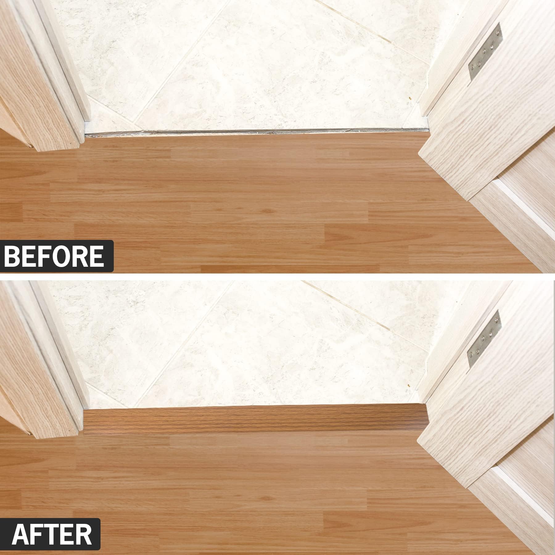 10Ft Floor Transition Strip Self Adhesive Vinyl Cover Floor Strip Flat Divider Transition Strip Wood Grain Design for Laminate Floor Gaps and Doorway Transitions (10 Foot)