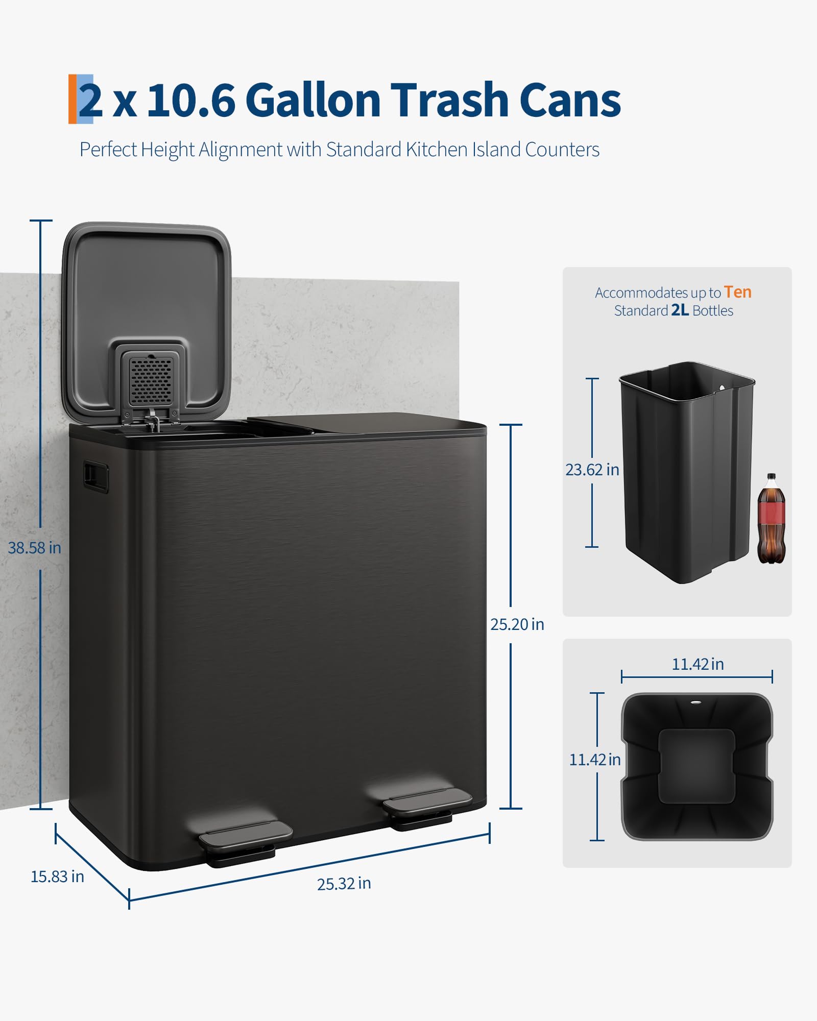 2 x 10.6 gal 2 x 40 L