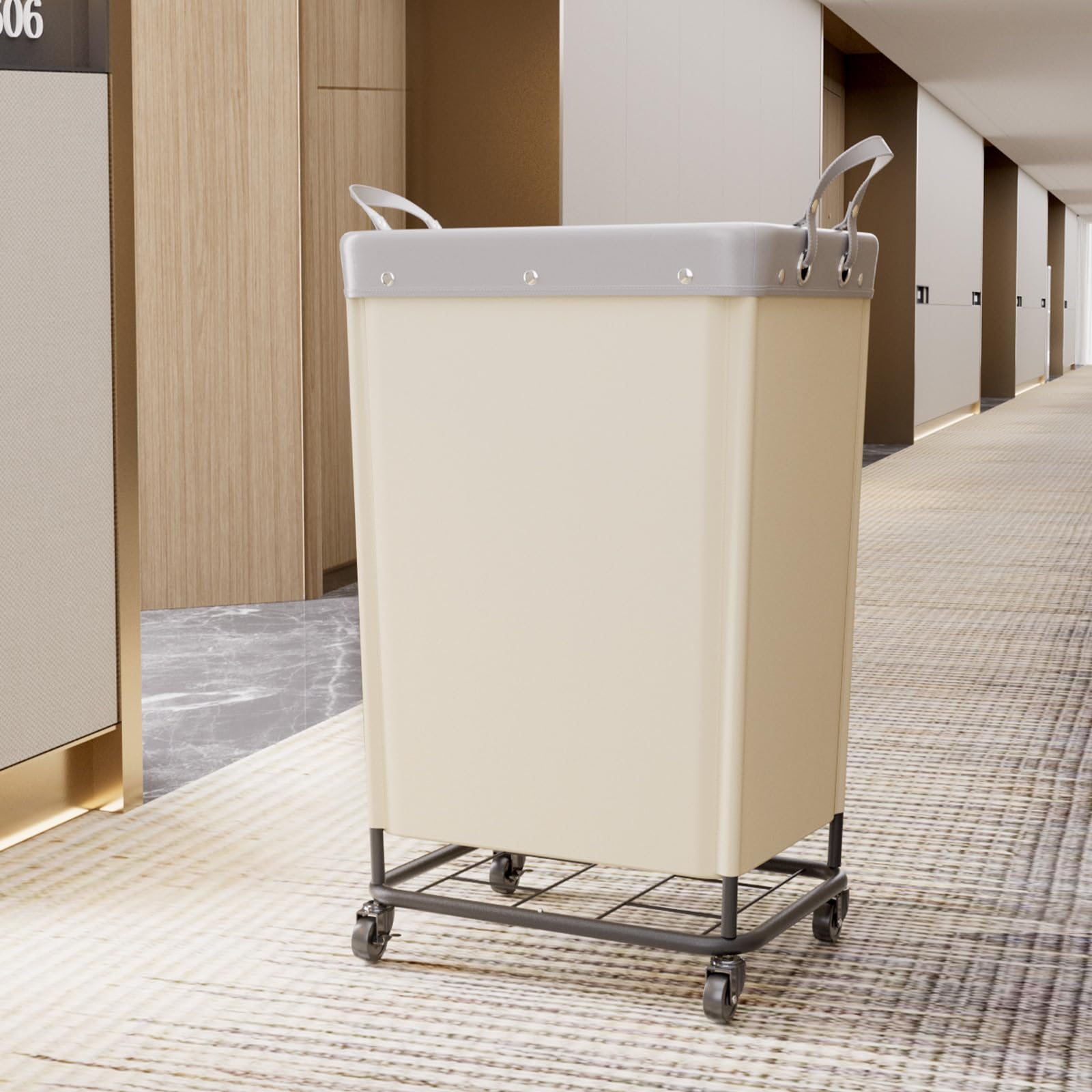 165L Heavy Duty Laundry Basket with Wheels and Handles