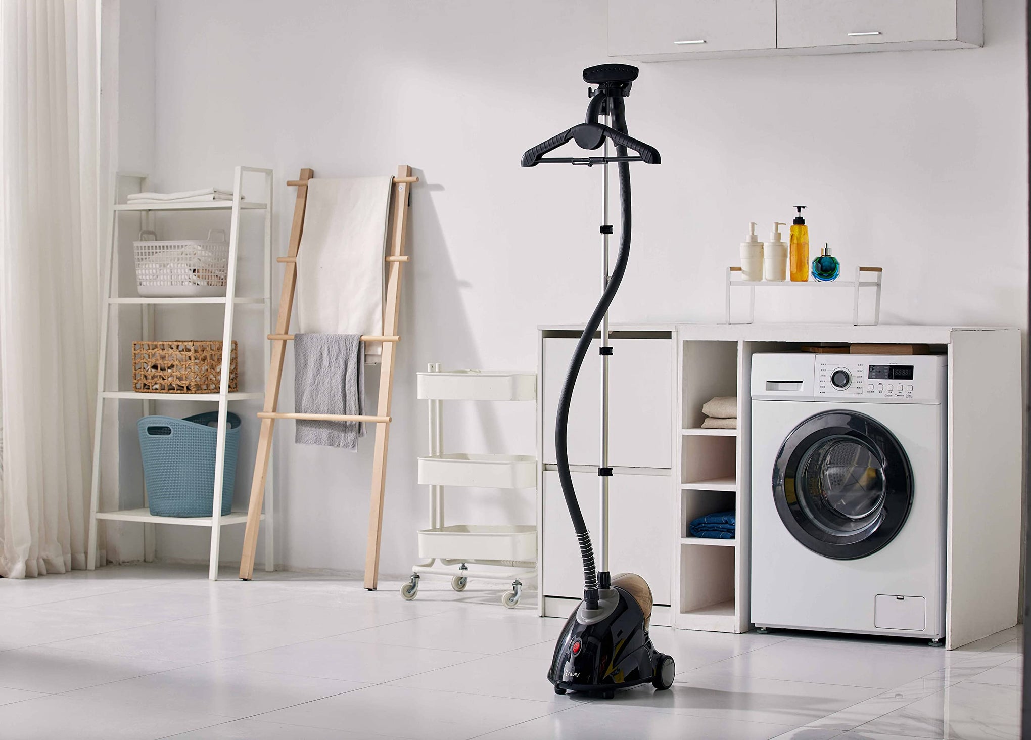 GS18 DJ Standing Garment Steamer with Roll Wheels for Easy Movement