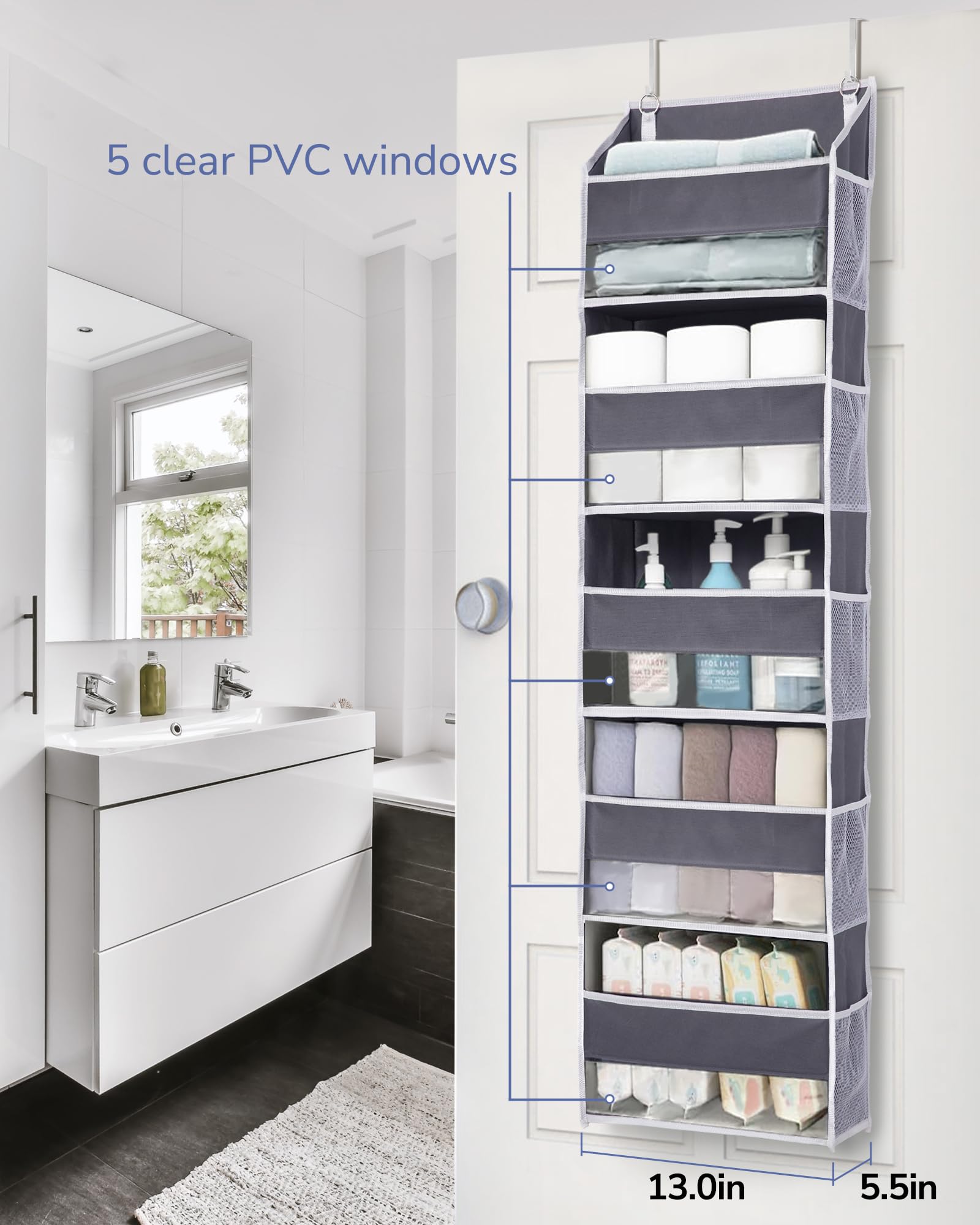 1 Pack Compact Size Over Door Organizer Slim Door Storage for Small