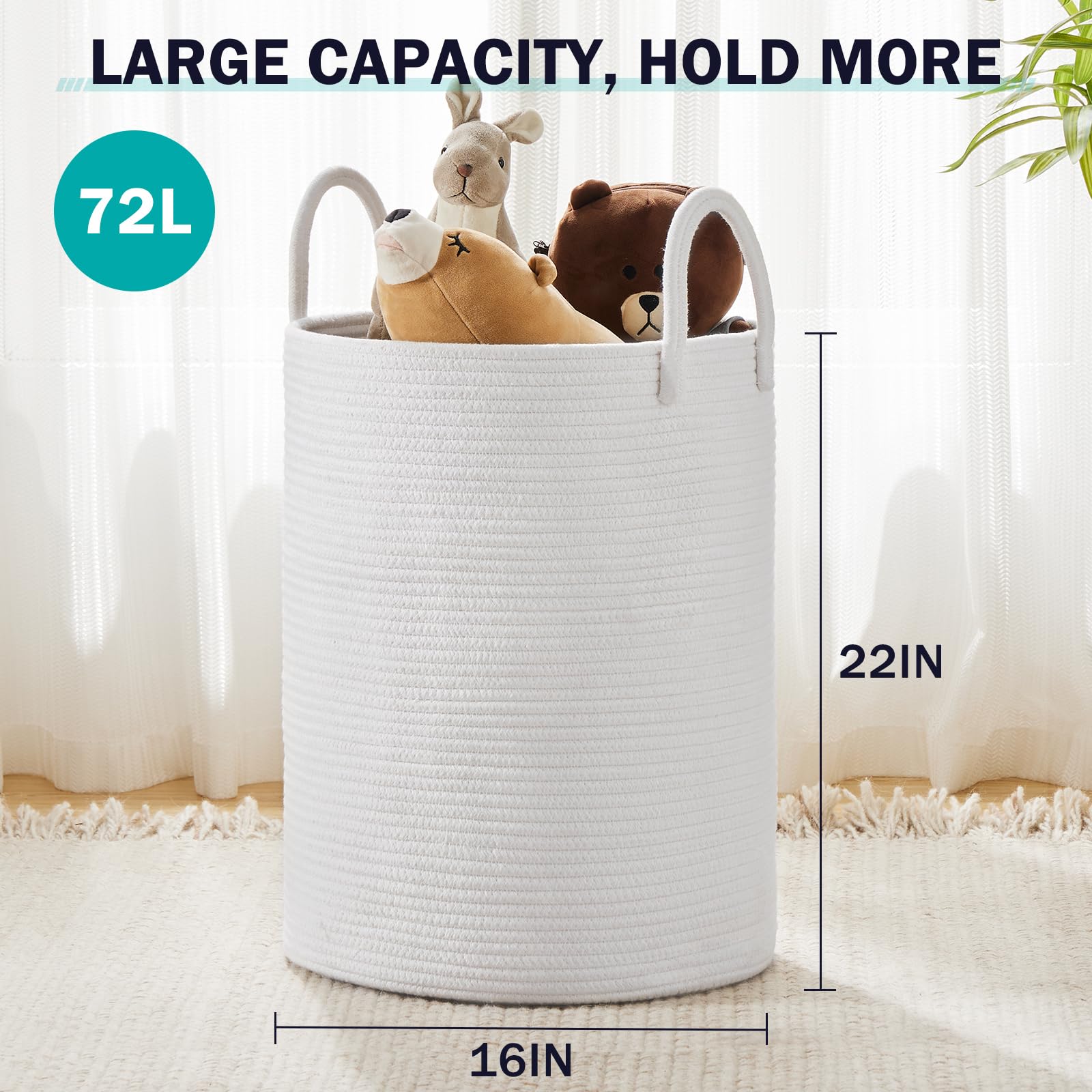 Woven Rope Laundry Hamper Basket by YOUDENOVA (2434.6096 Fl Oz) - ModHome Supplies
