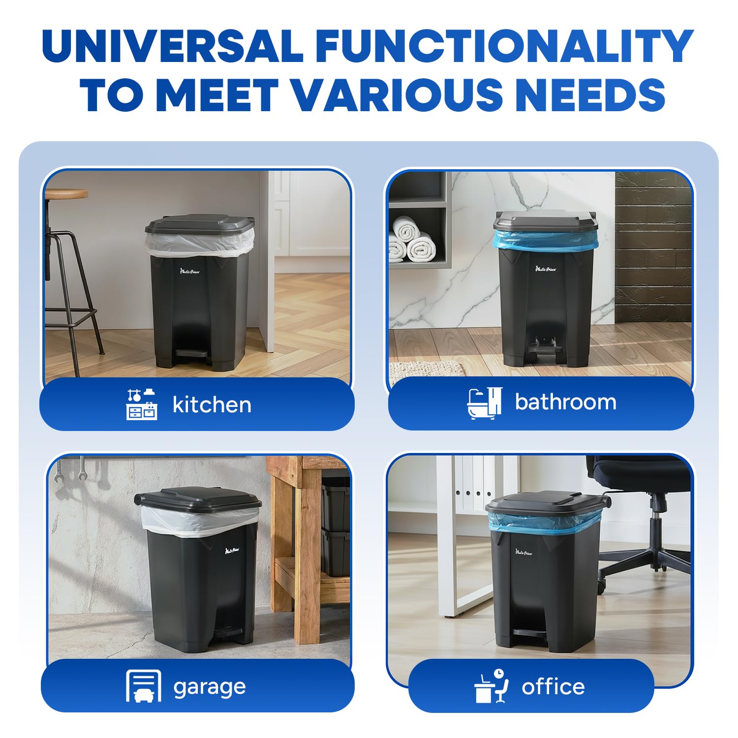 14 Gallon Step Trash Can for Kitchen
