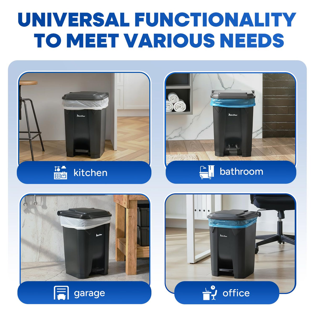 14 Gallon Step Trash Can for Kitchen