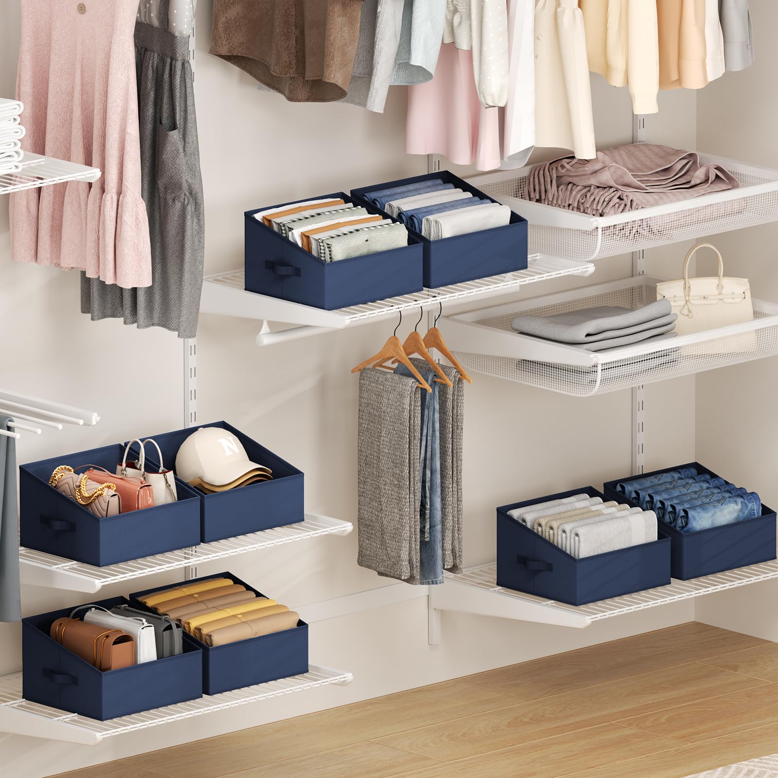 Closet Storage Bins 6 Pack (6 Count)