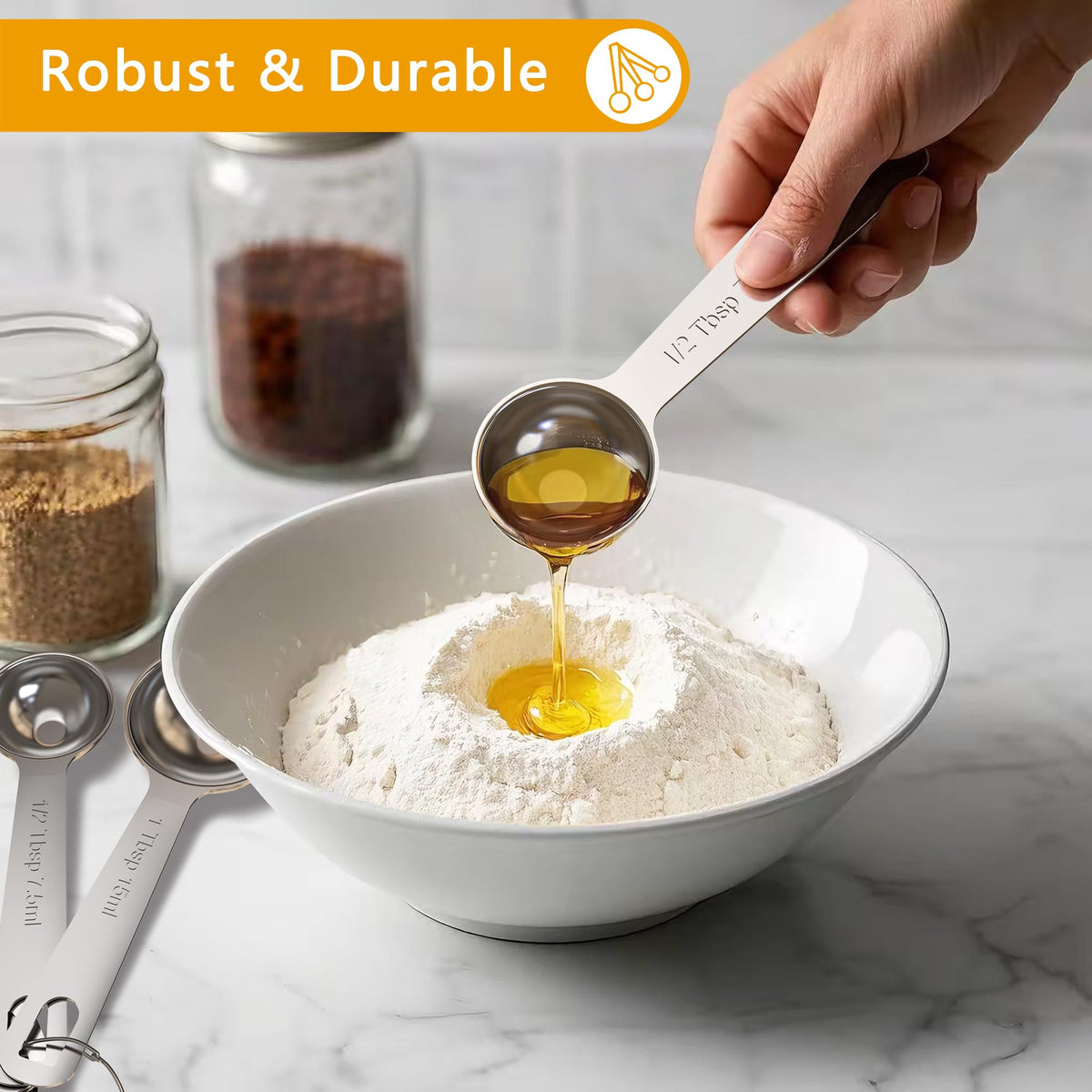 Stainless Steel Measuring Cups & Spoons Set (6 Count)