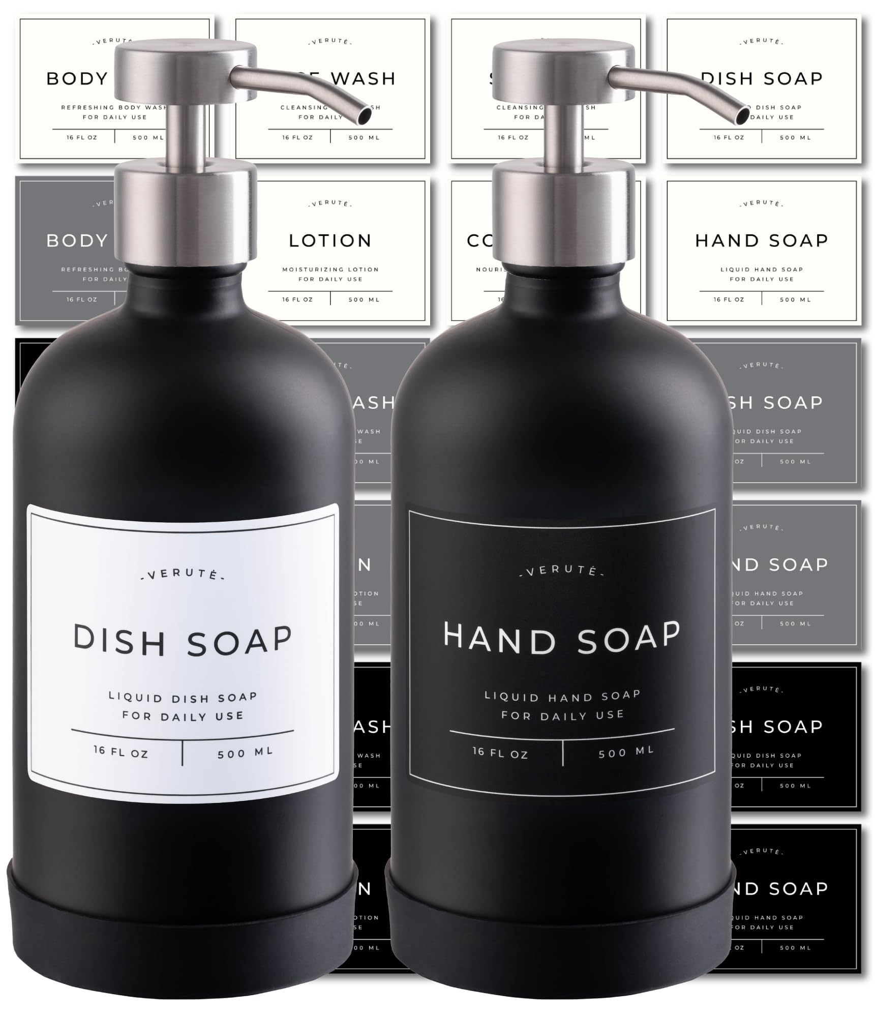 Hand and Dish Soap Dispenser for Kitchen and Bathroom (2 Count)