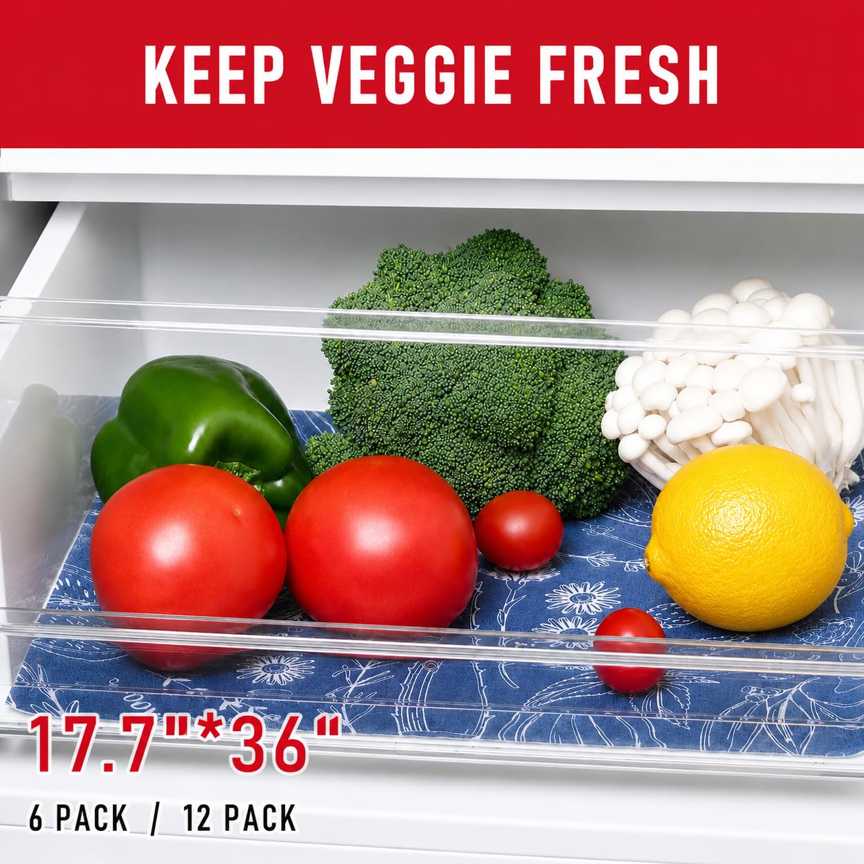 6 Pack Refrigerator Shelf Liners for French Door Fridge