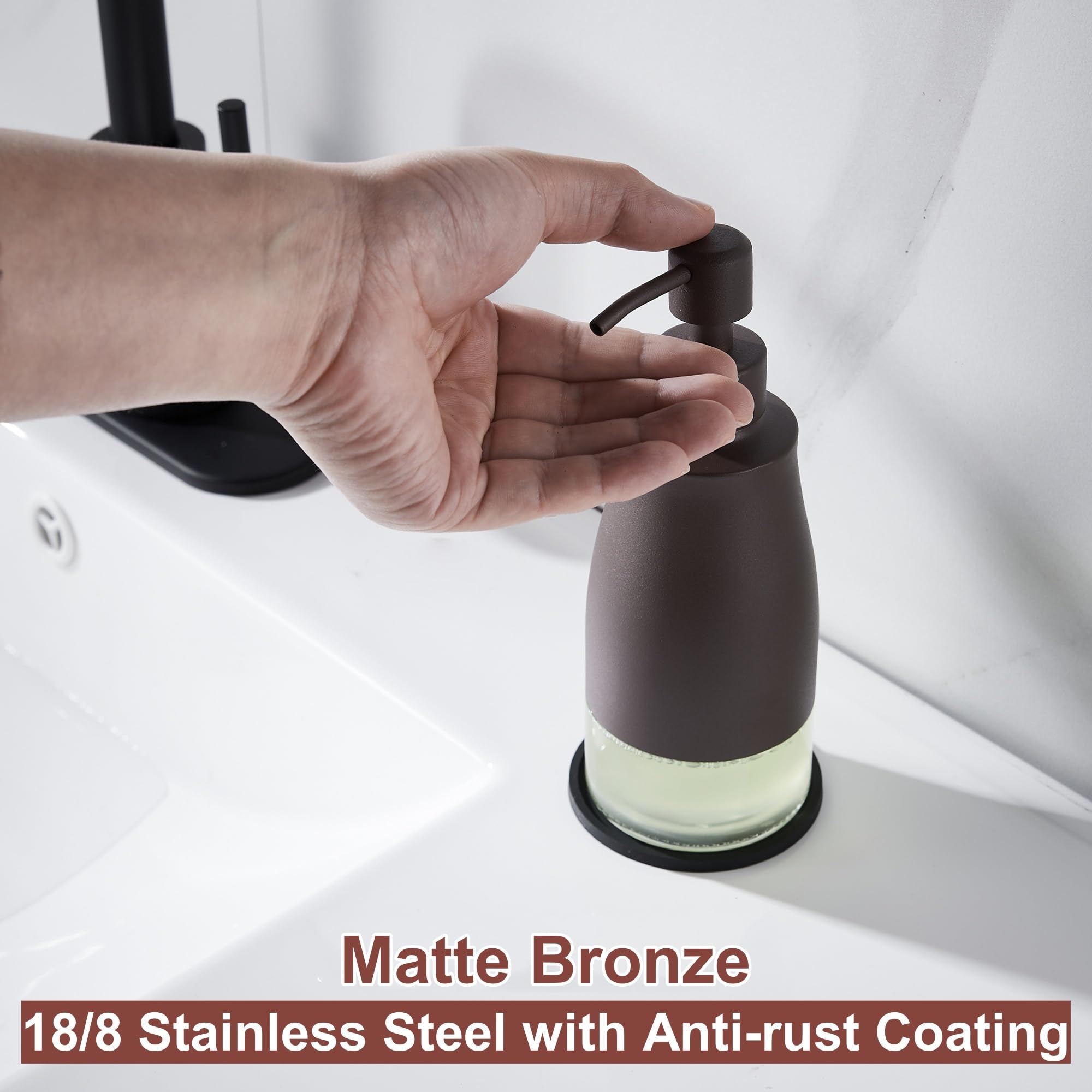 Matte Brown Soap Dispenser with Coaster & Stickers