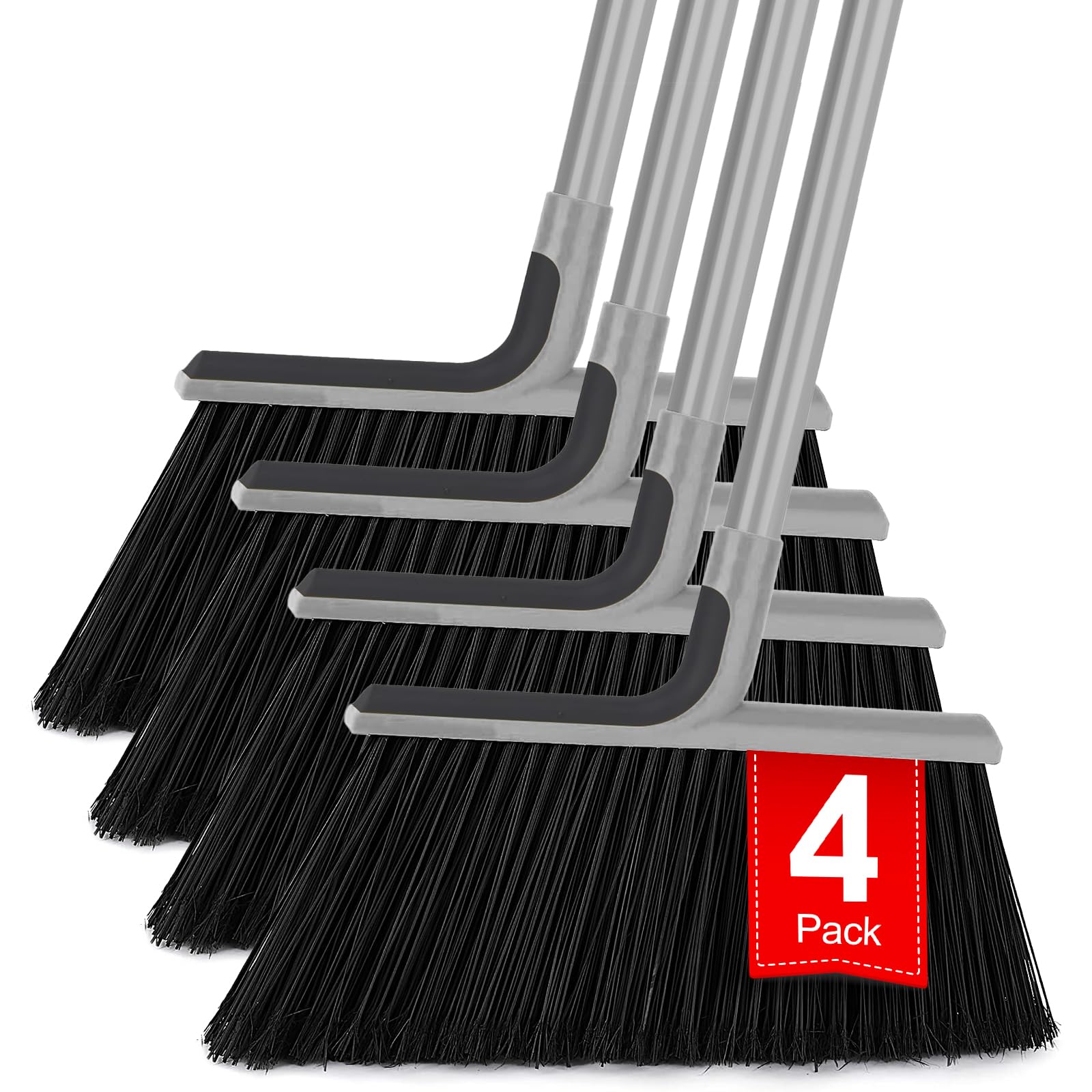 4 Packs Outdoor Broom Heavy Duty with 55" Long Handle