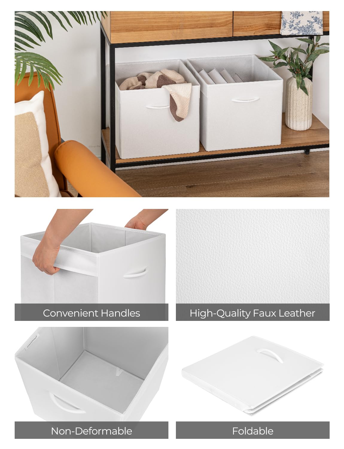 White 13in Storage Cubes (4 Count)