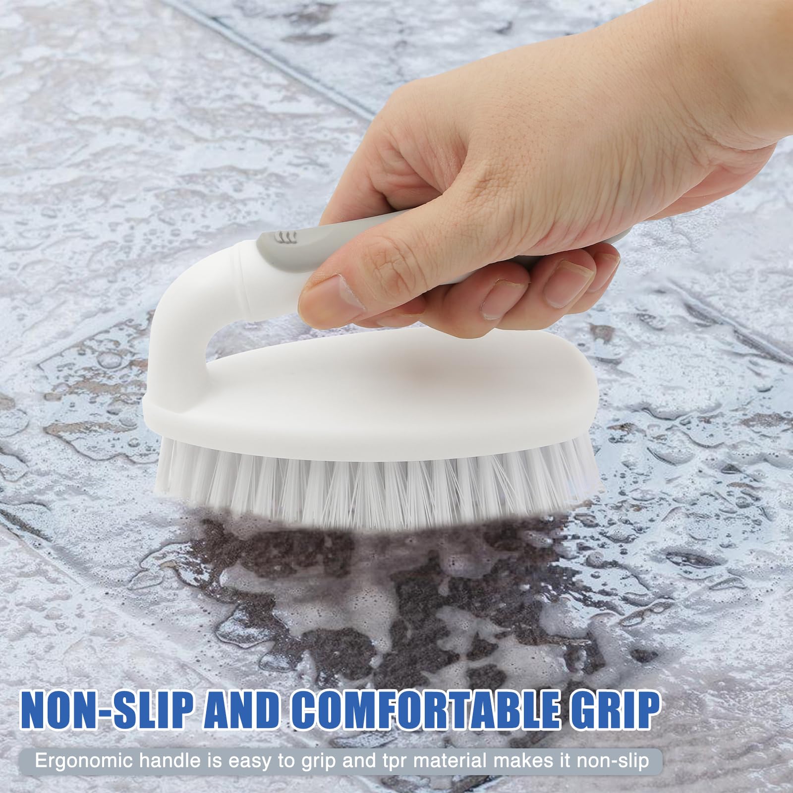 Heavy Duty Scrub Brush with Stiff Bristles 2 Pack Gray