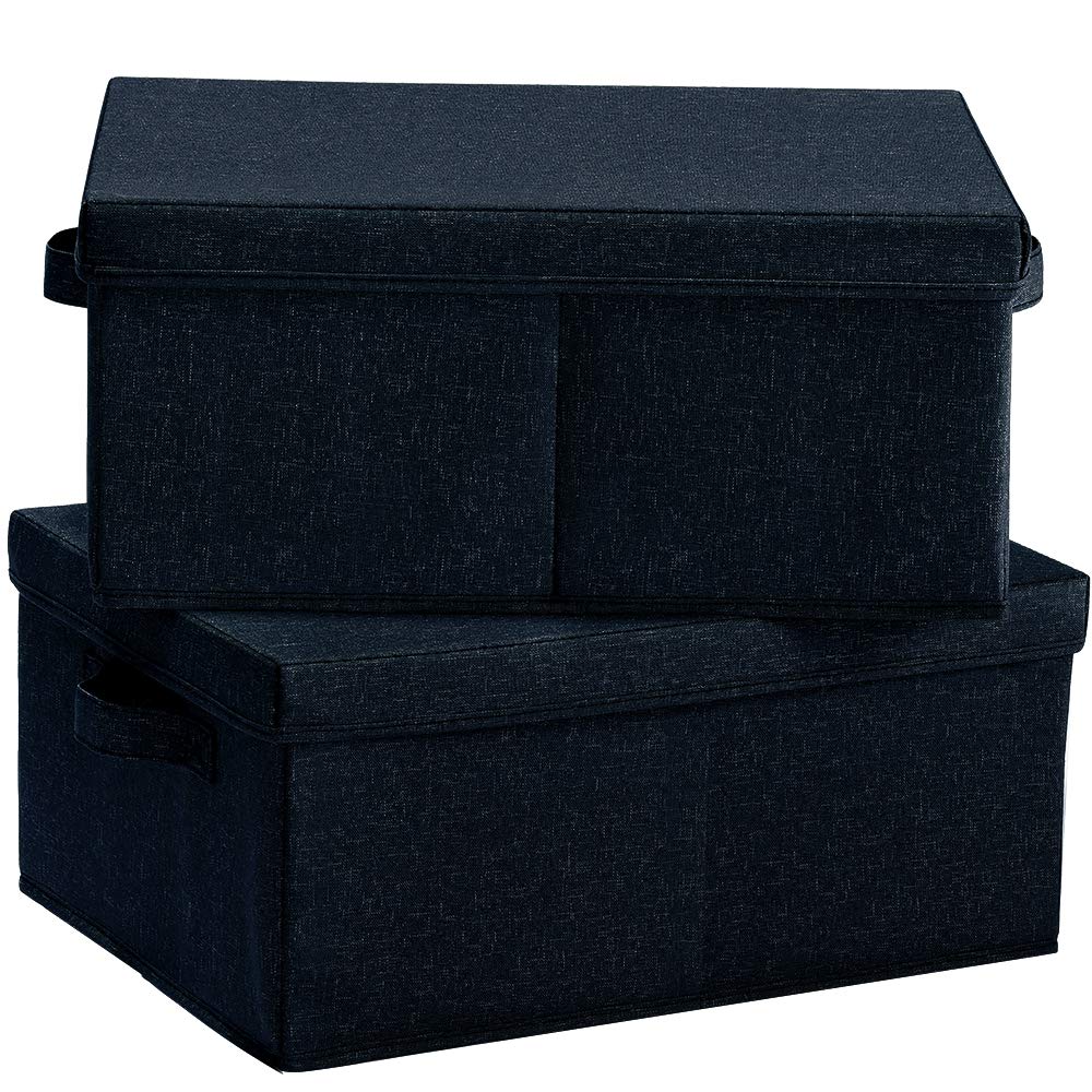 Linen Foldable Storage Bins with Lids (2 Count)