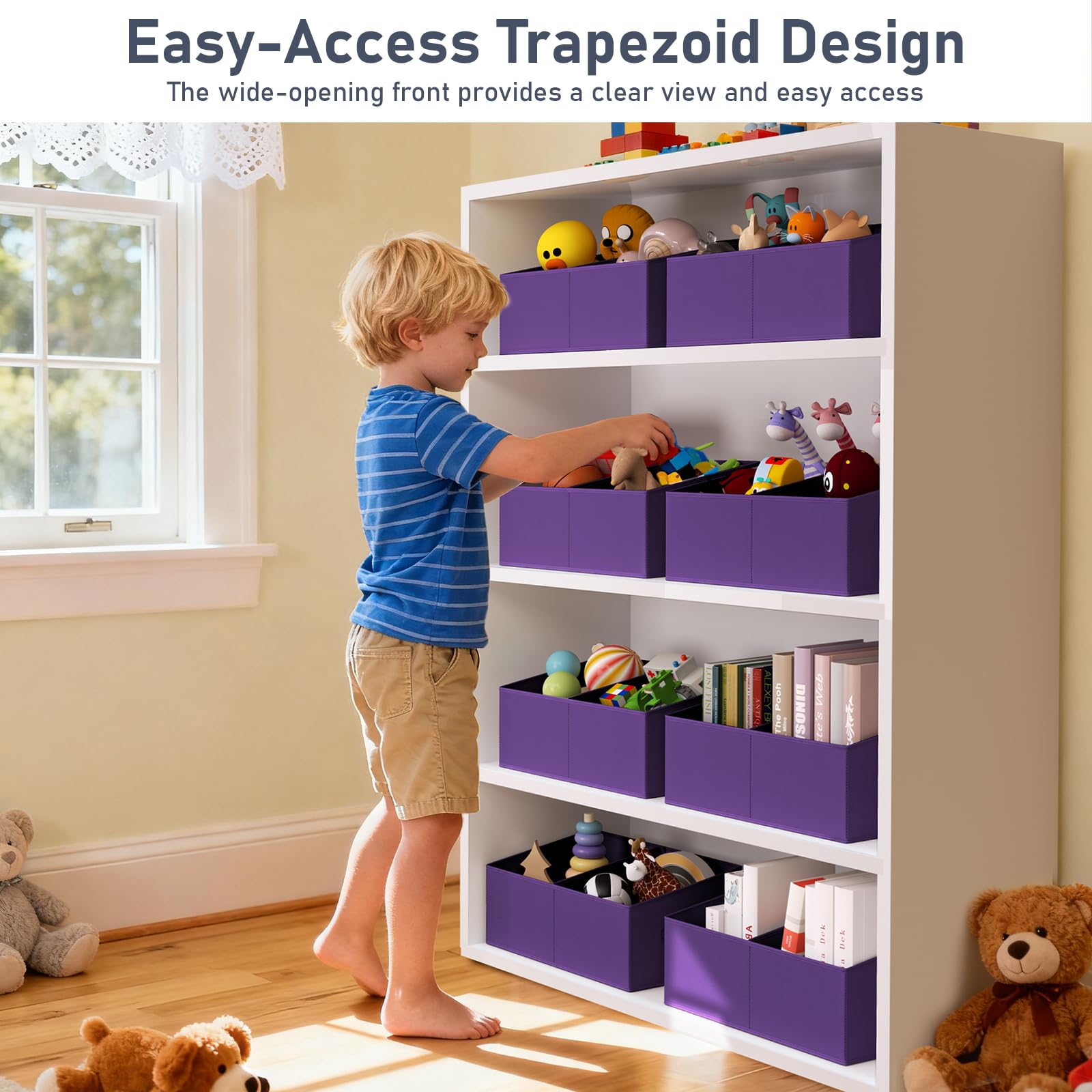 Large Closet Shelf Organizer Bins 6 Packs with Handles and Divider (6 Count)