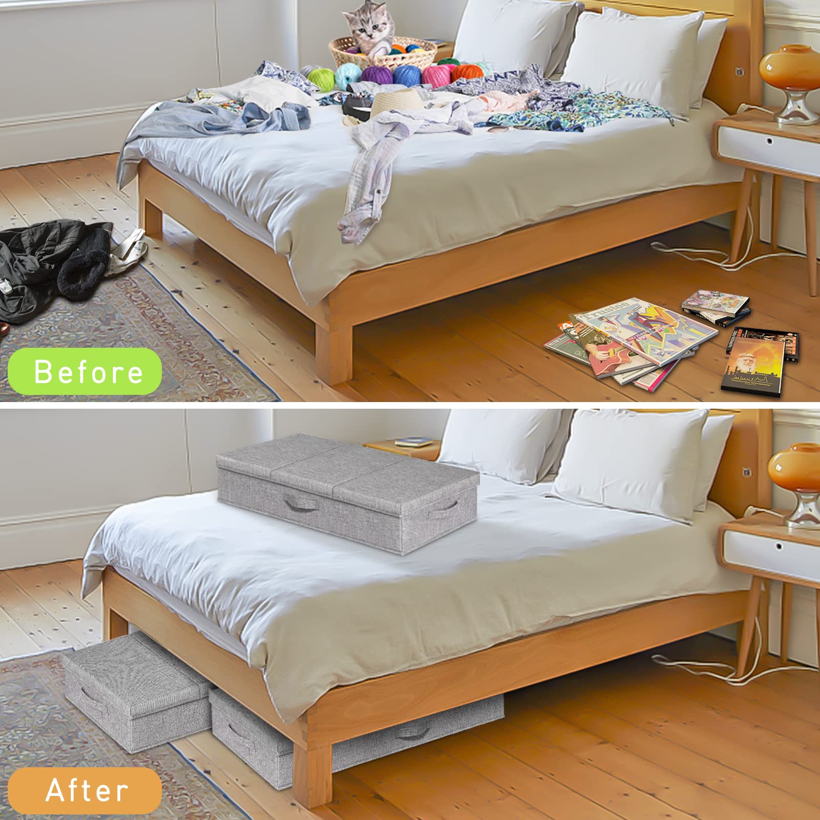 6 in Tall Under Bed Storage Containers with Firm Sides (3 Count)