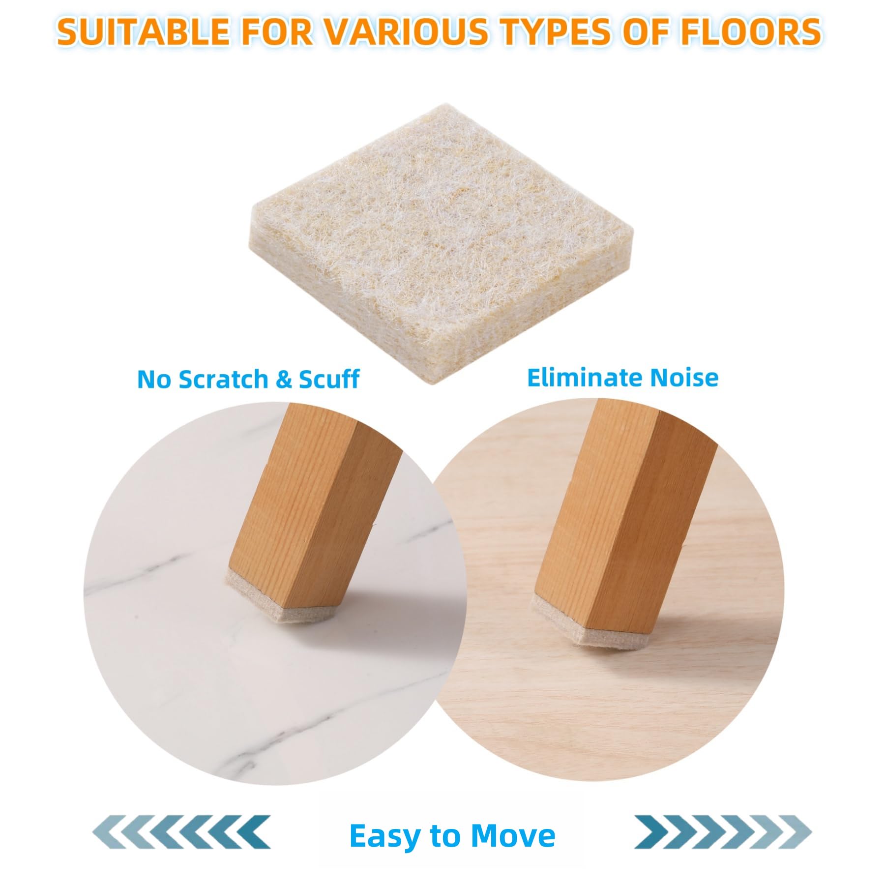 Felt Furniture Pads for Hardwood Floor (96 Count)