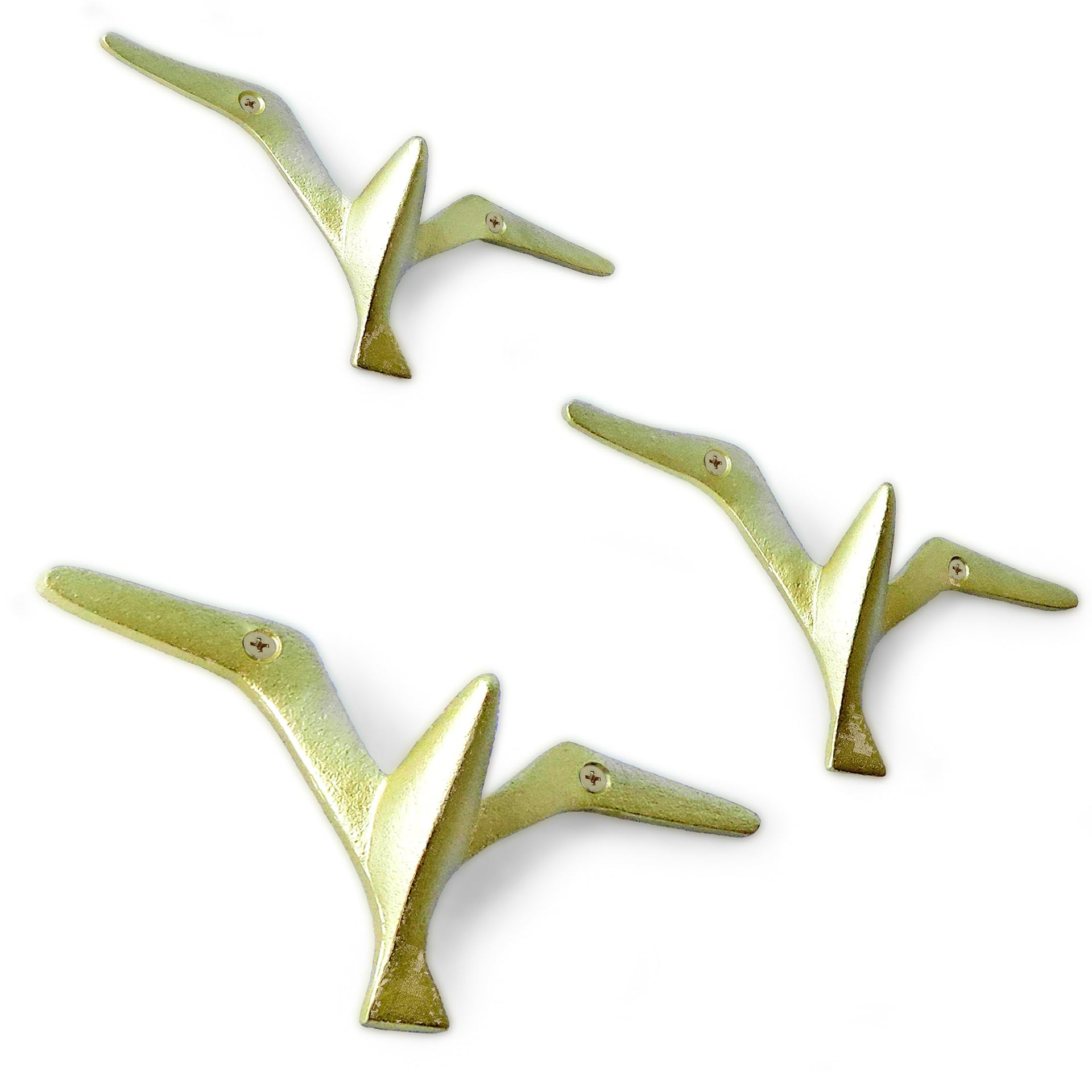 Iron Cast Decorative Gull Bird Wall Mounted Coat Hooks (3 Count)