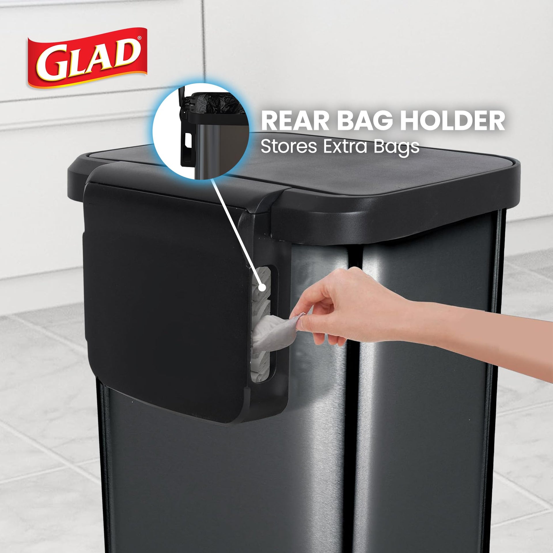 Stainless Steel Trash Can with Clorox Odor Protection