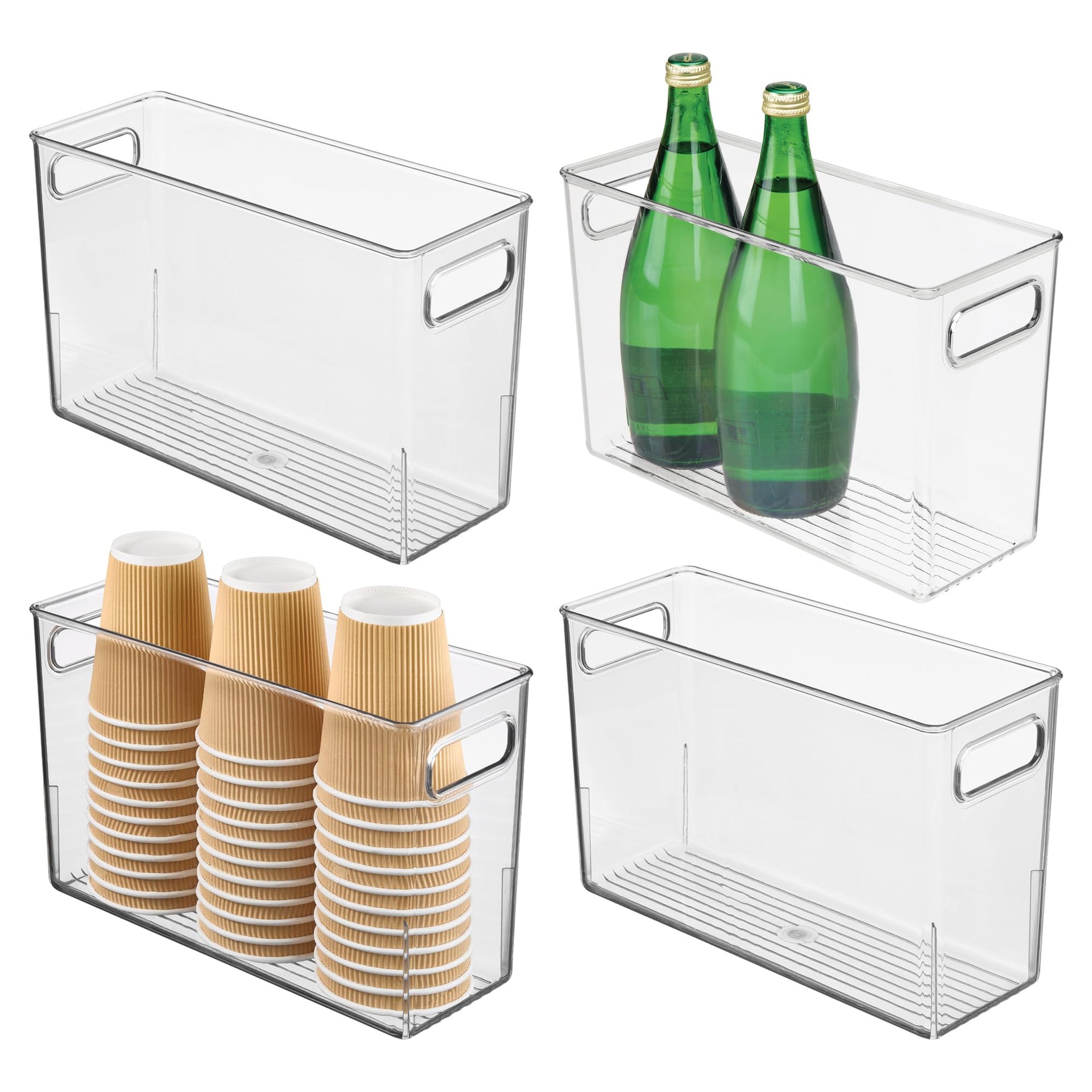 Tall Plastic Storage Bin with Handles (4 Count)