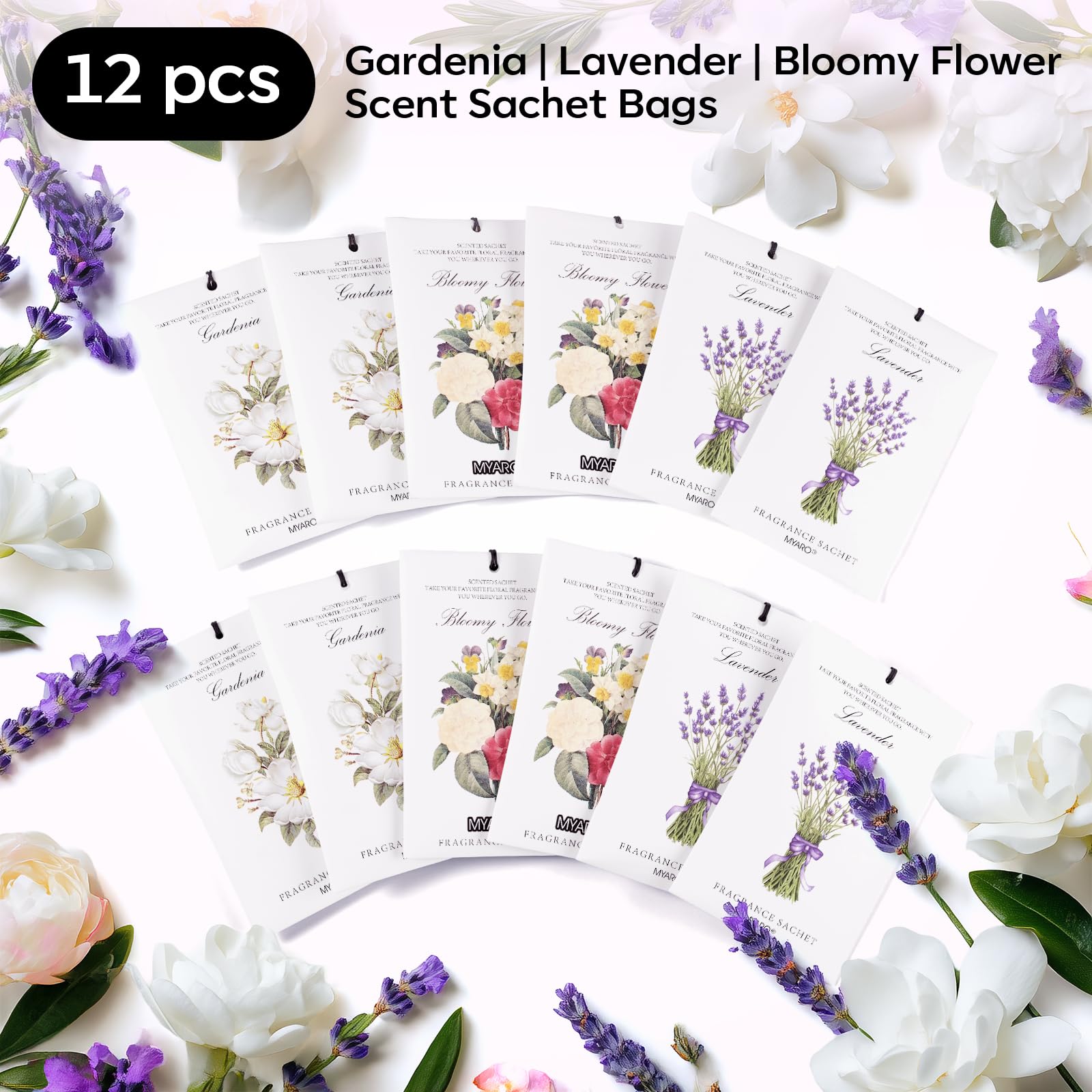 12 Pack Assorted Garden Scented Sachets (12 Count)