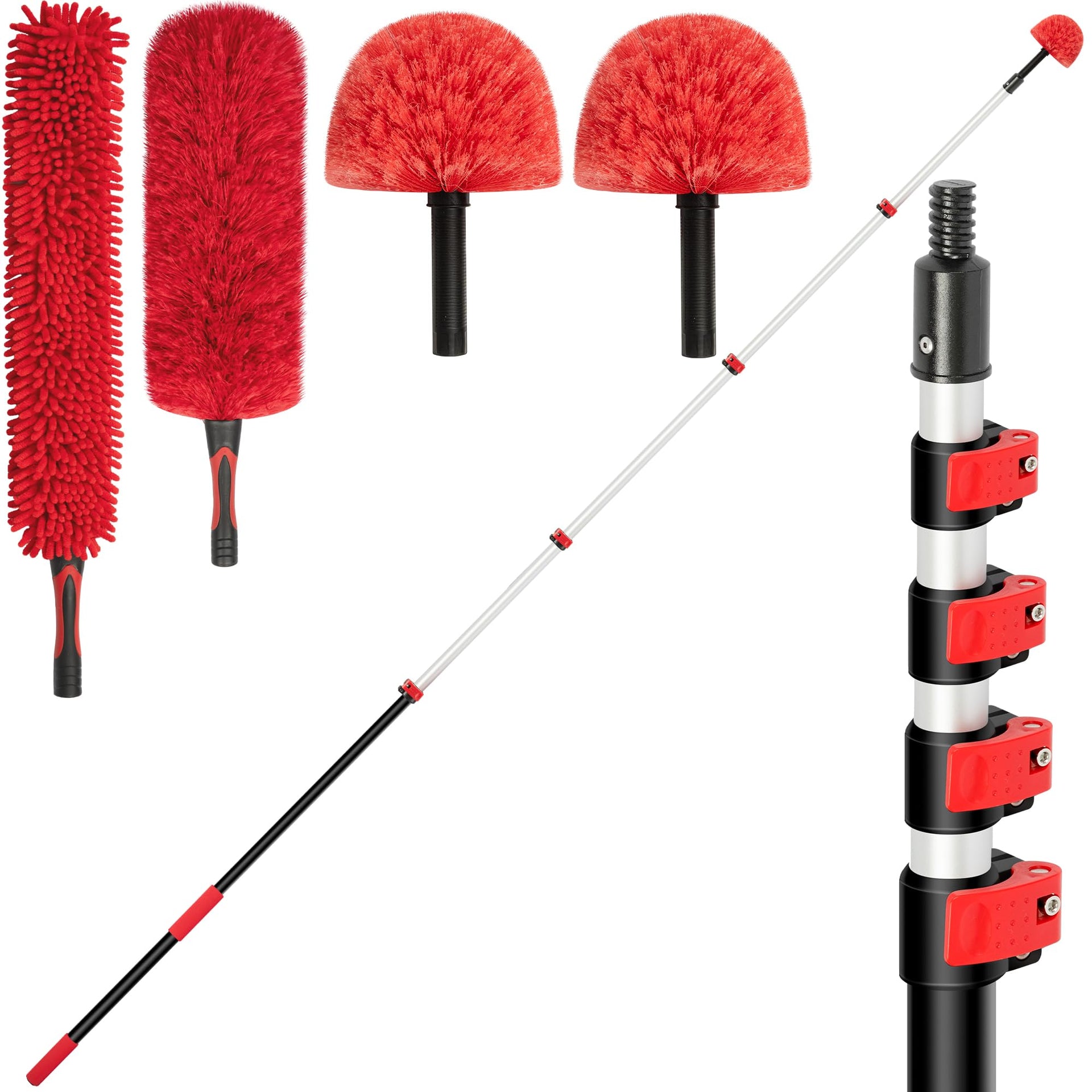 7 24 FT Extension Pole with 2 Outdoor Cobweb Brushes (6 Count)
