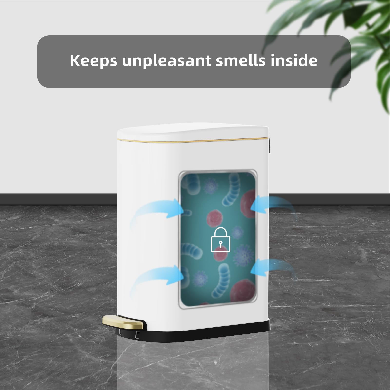 2.6 Gallon Slim Bathroom Trash Can with Soft Close Lid