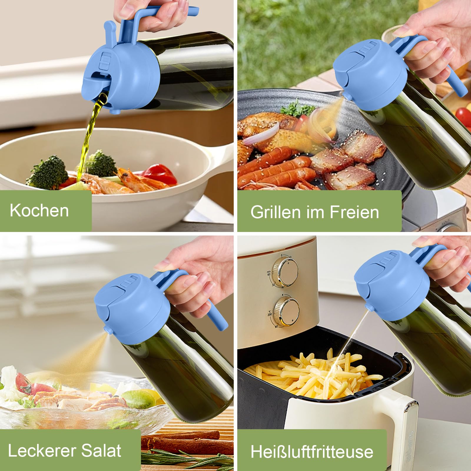 16oz 470ml Dark Green Oil Sprayer for Cooking with Stickers