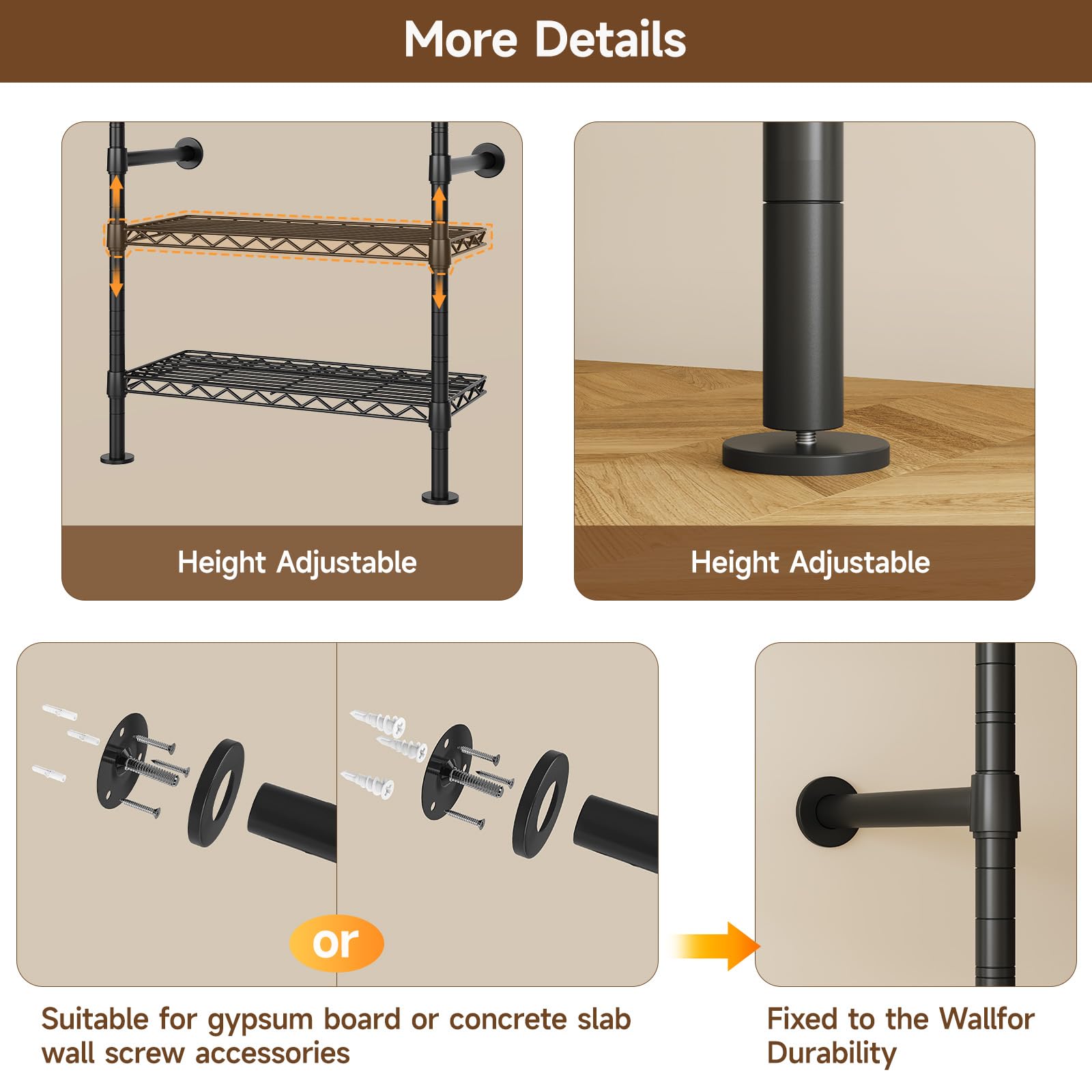 L4 Wall Mounted Heavy Duty Corner Industrial Pipe Clothing Rack