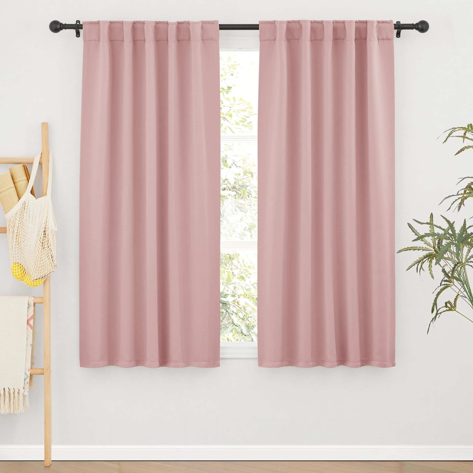 Pink Blackout Curtains for Girls Bedroom 63 inches Long (2 Count)