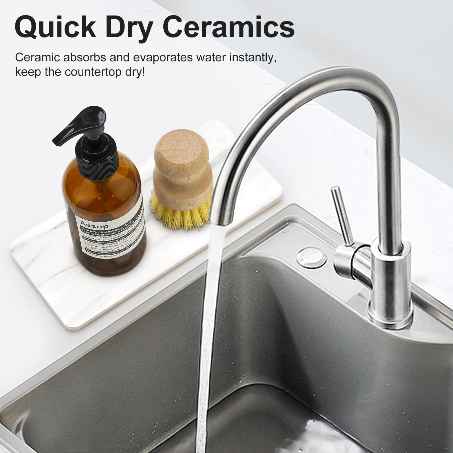 4 Water Absorbing Stone Drying Tray Bathroom Sink Kitchen Counter Soap Dish