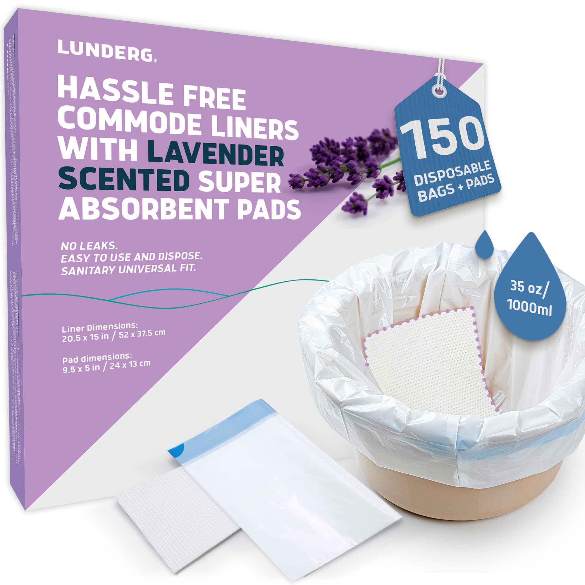 Commode Liners & Absorbent Pads (150 Count)