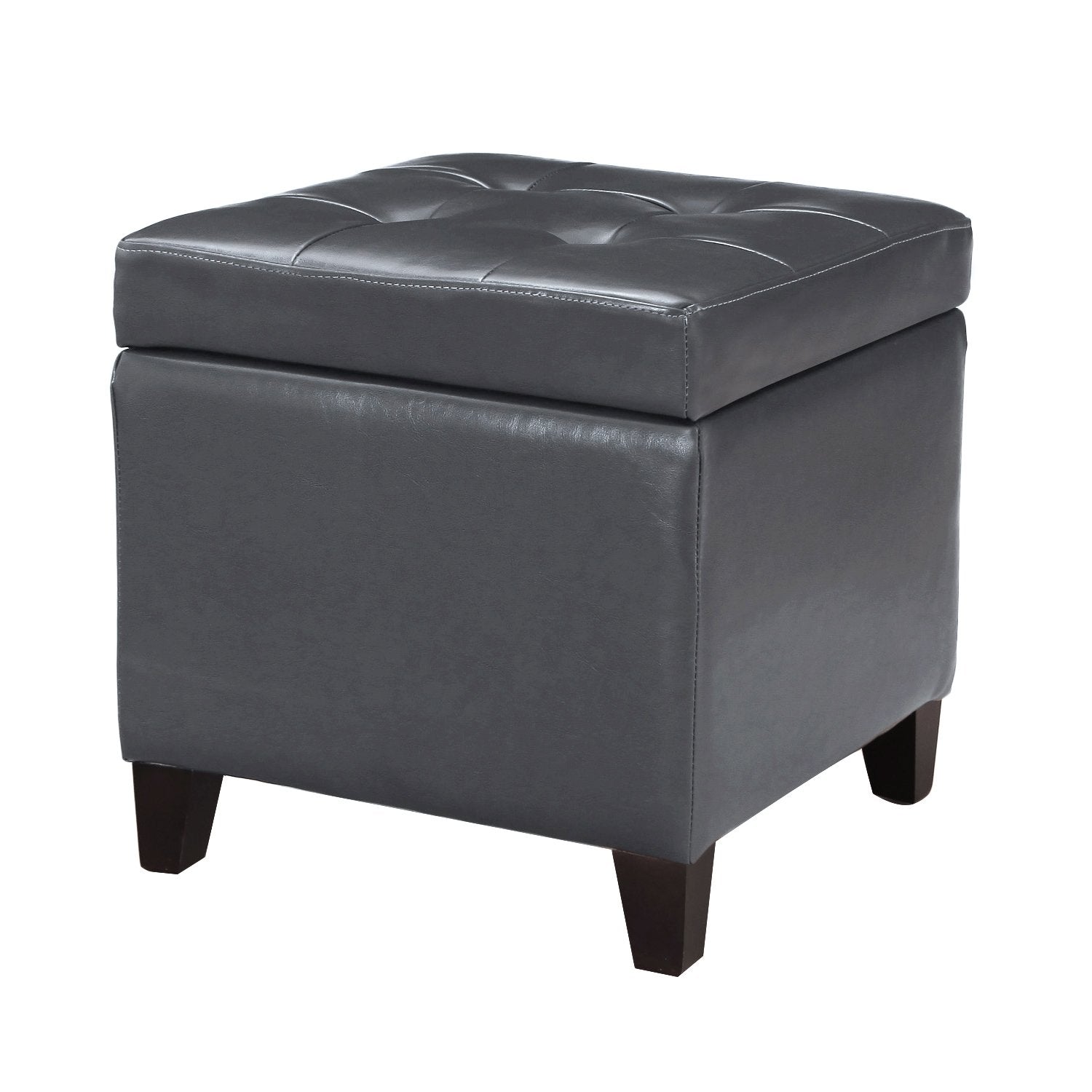 Bonded Leather Square Tufted Cubic Cube Storage Footstool