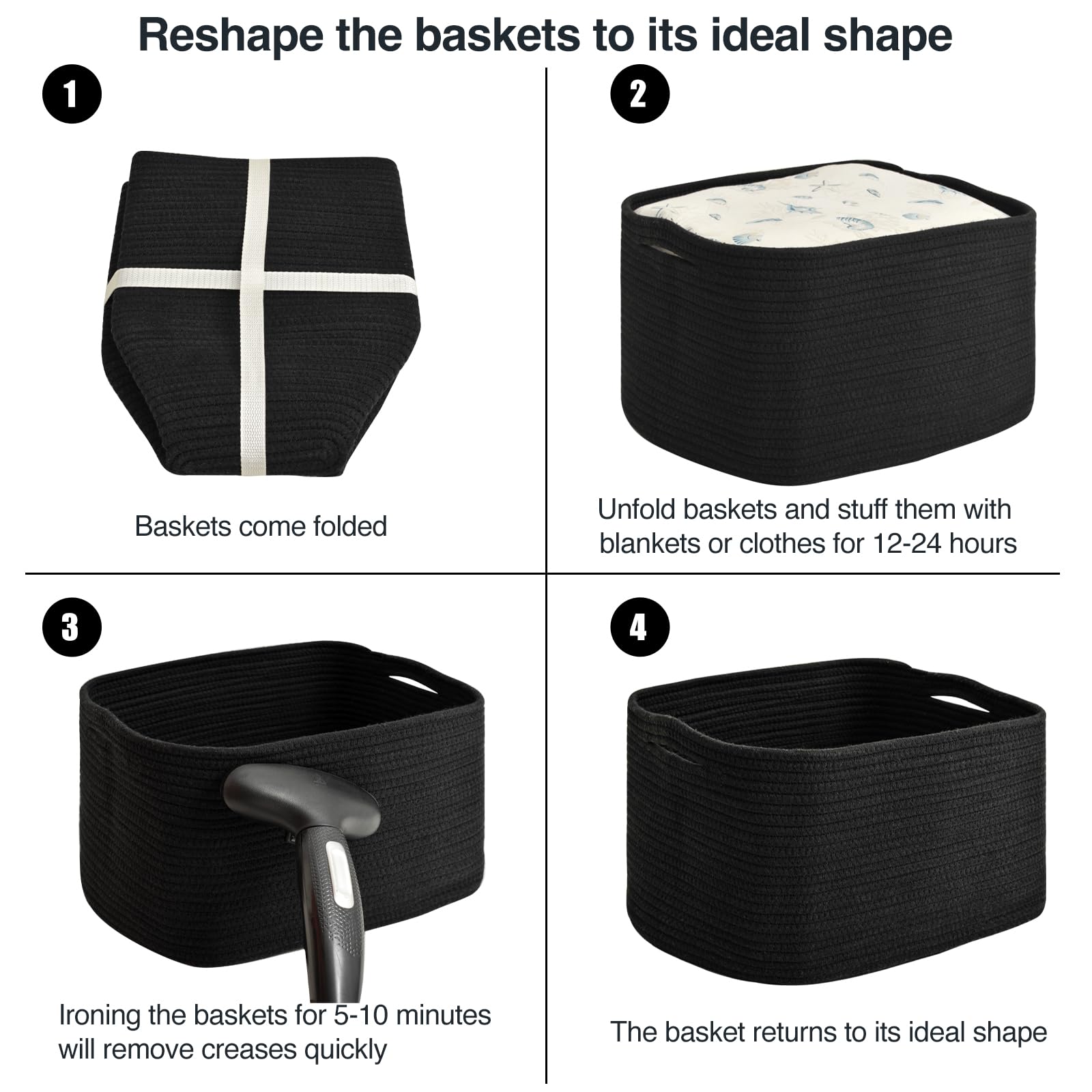 Large Storage Baskets for Organizing Shelves (3 Count)