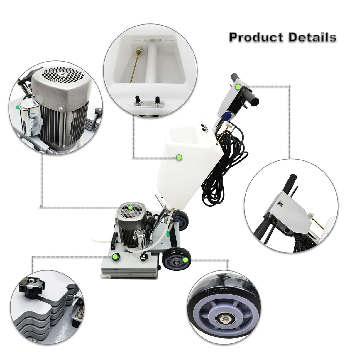 Floor Scrubber Grinding Machine 3.43Gal Floor Polishing Machine 2834RPM Commercial and Industrial Square Chassis Multi
