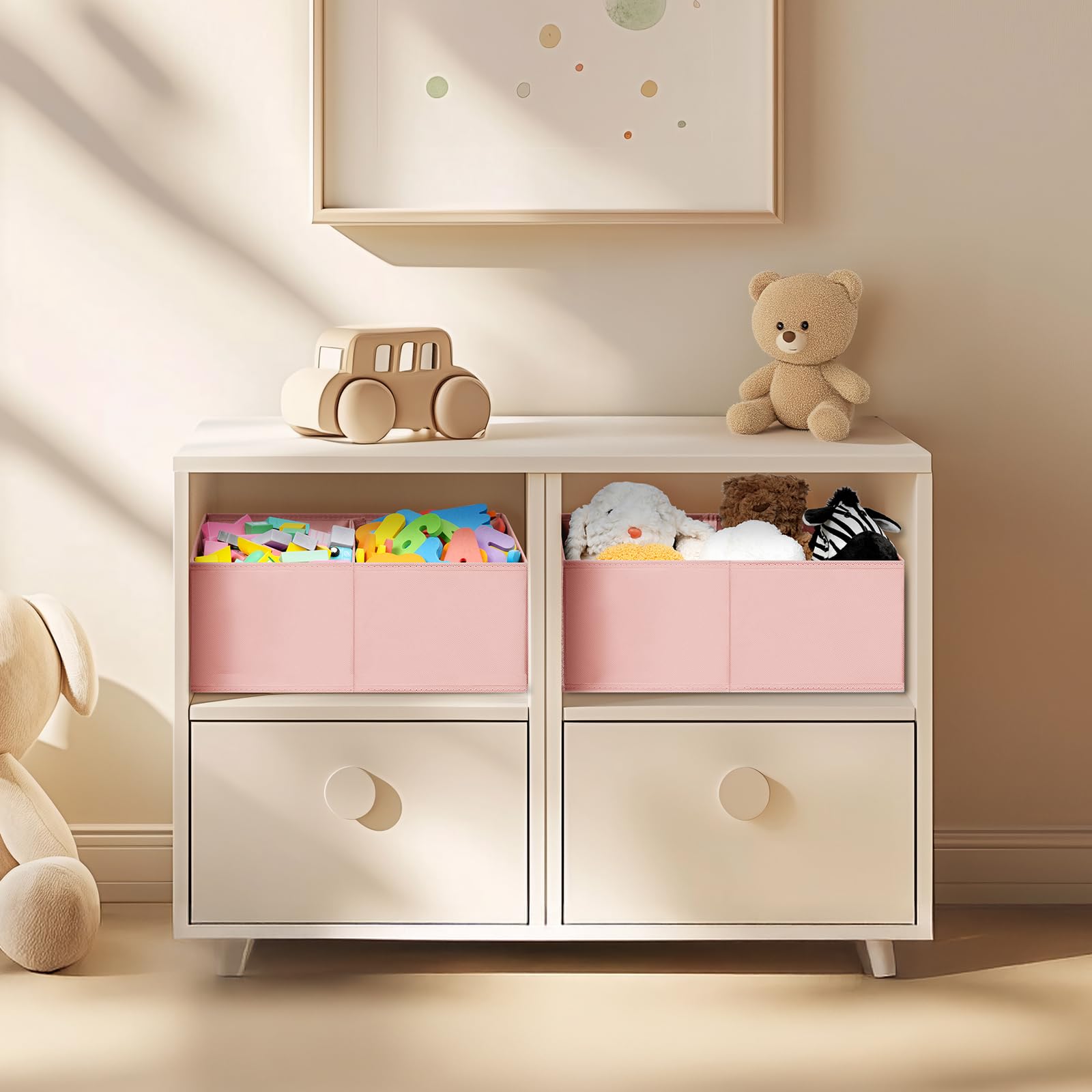 Large Closet Shelf Organizer Bins 6 Packs with Handles and Divider (6 Count)