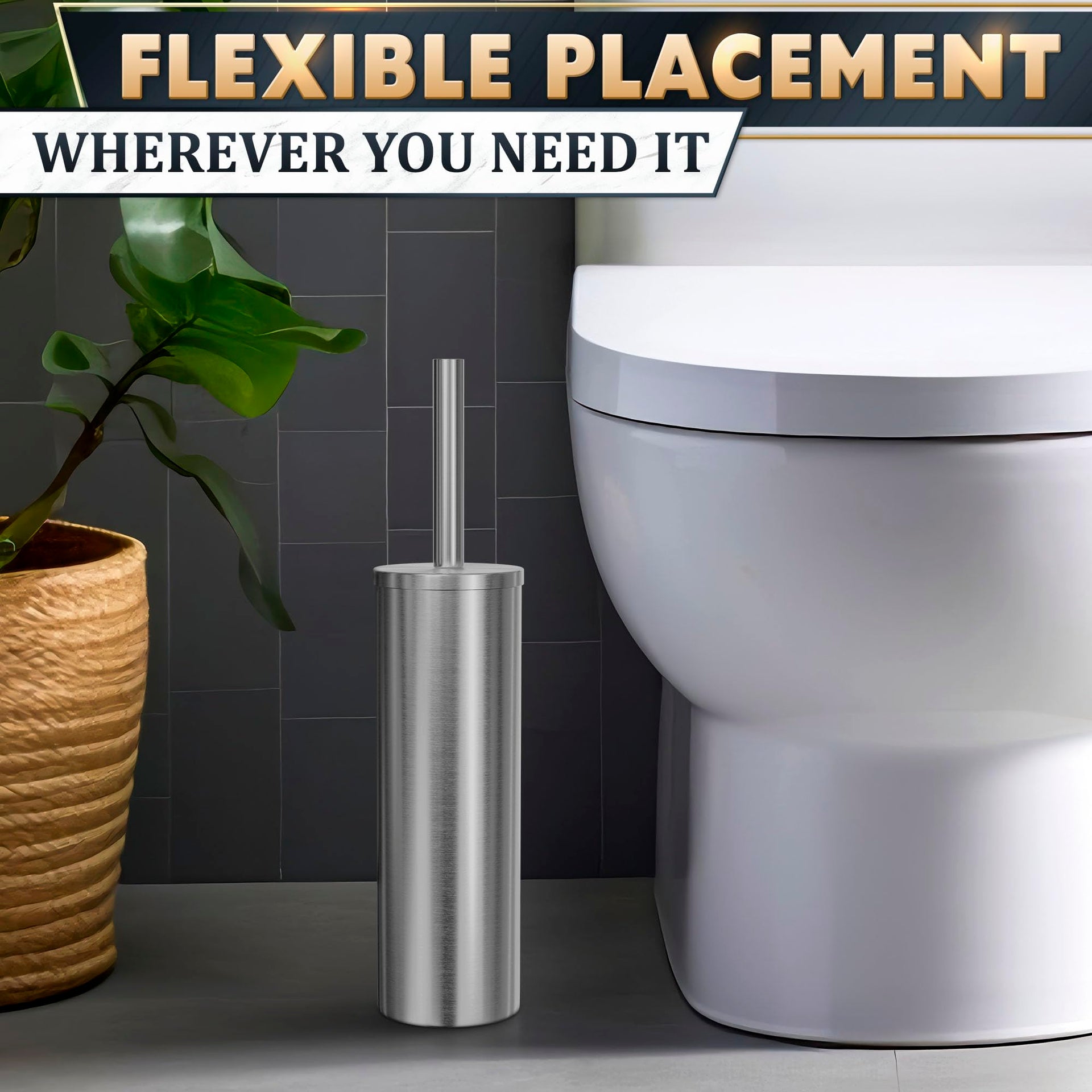 Stainless Steel Toilet Brush and Holder Set