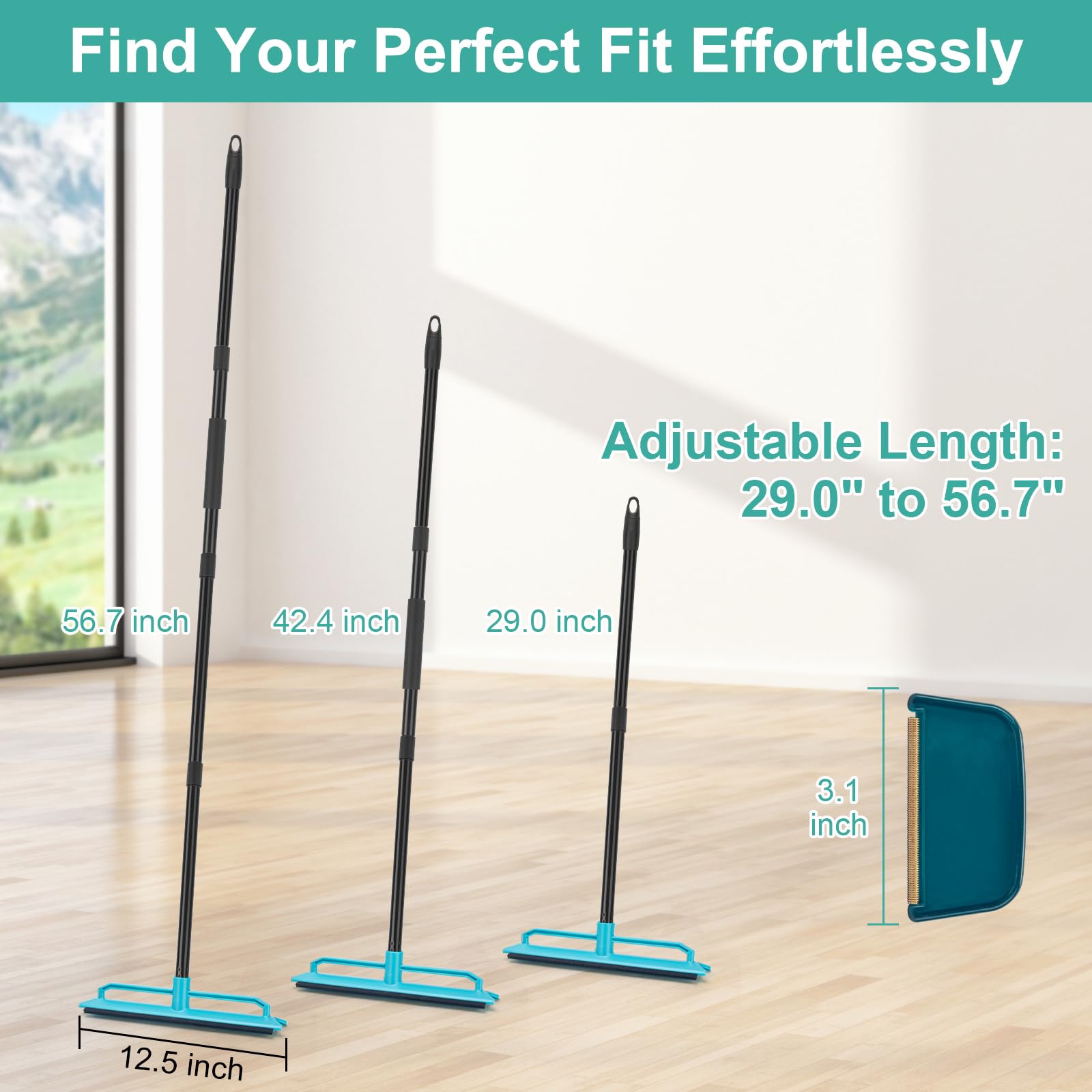Carpet Rake Pet Hair Removal Tool with 56" Long Handle