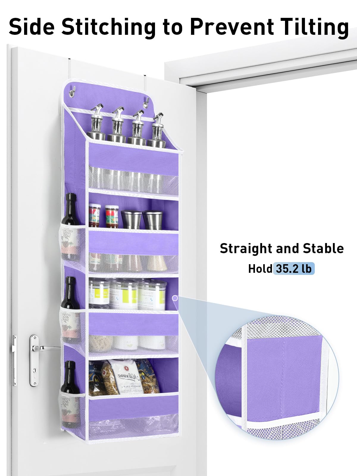 Over the Door Organizer forNursery Closet 35.2lbs Load Purple 4 Tier