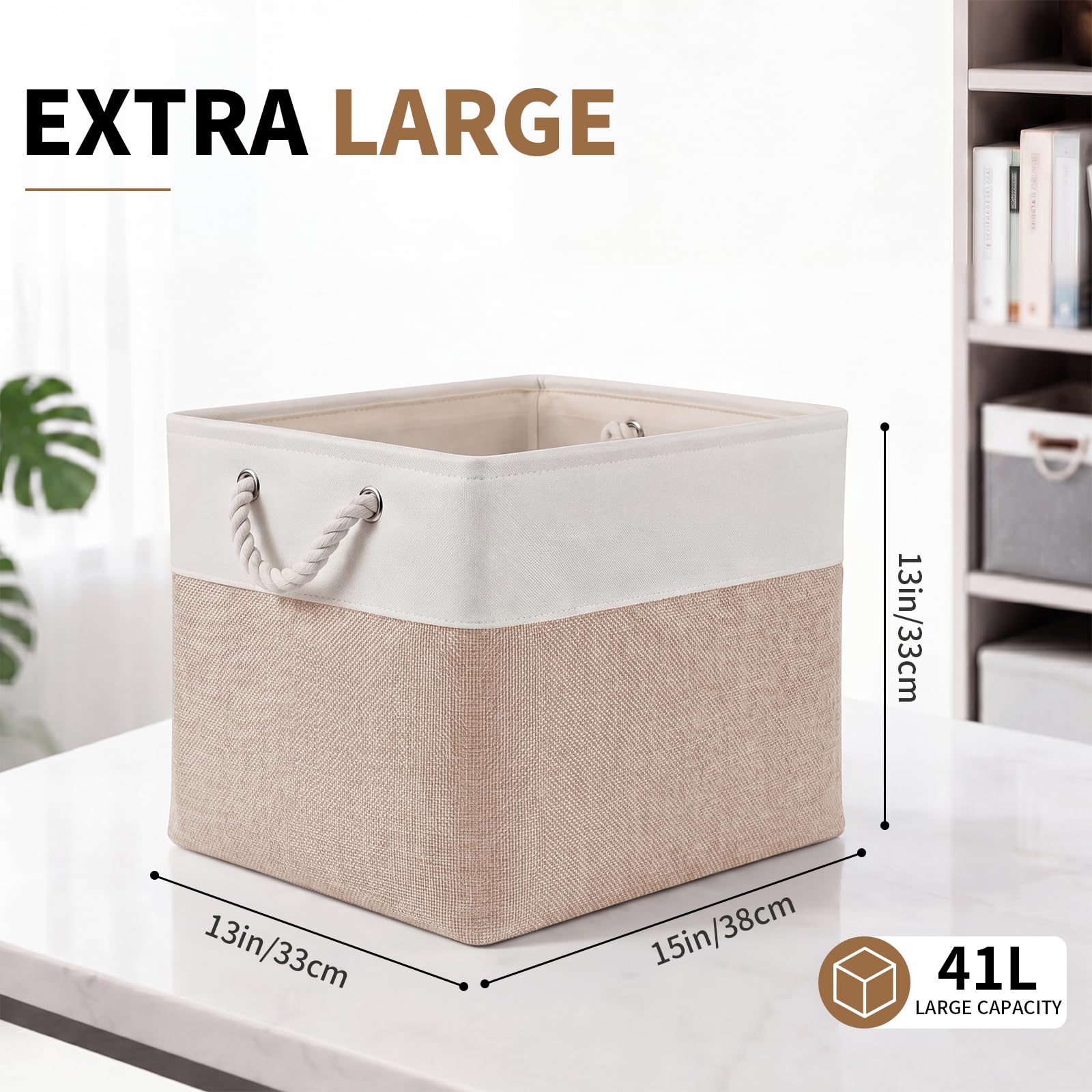 13×15×13 Inch Foldable Fabric Storage Basket with Handles (6 Count)