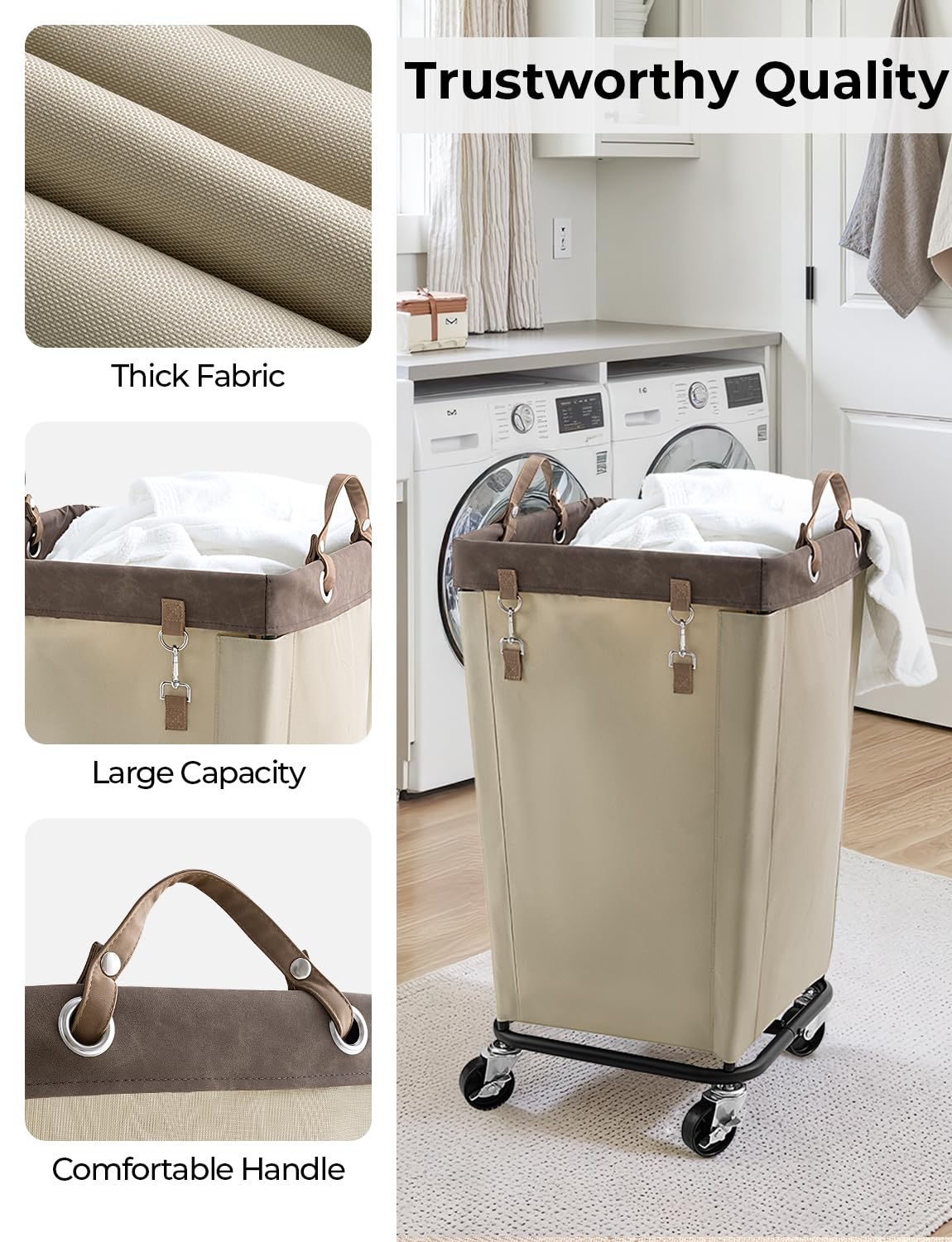 160L Laundry Basket with Wheels