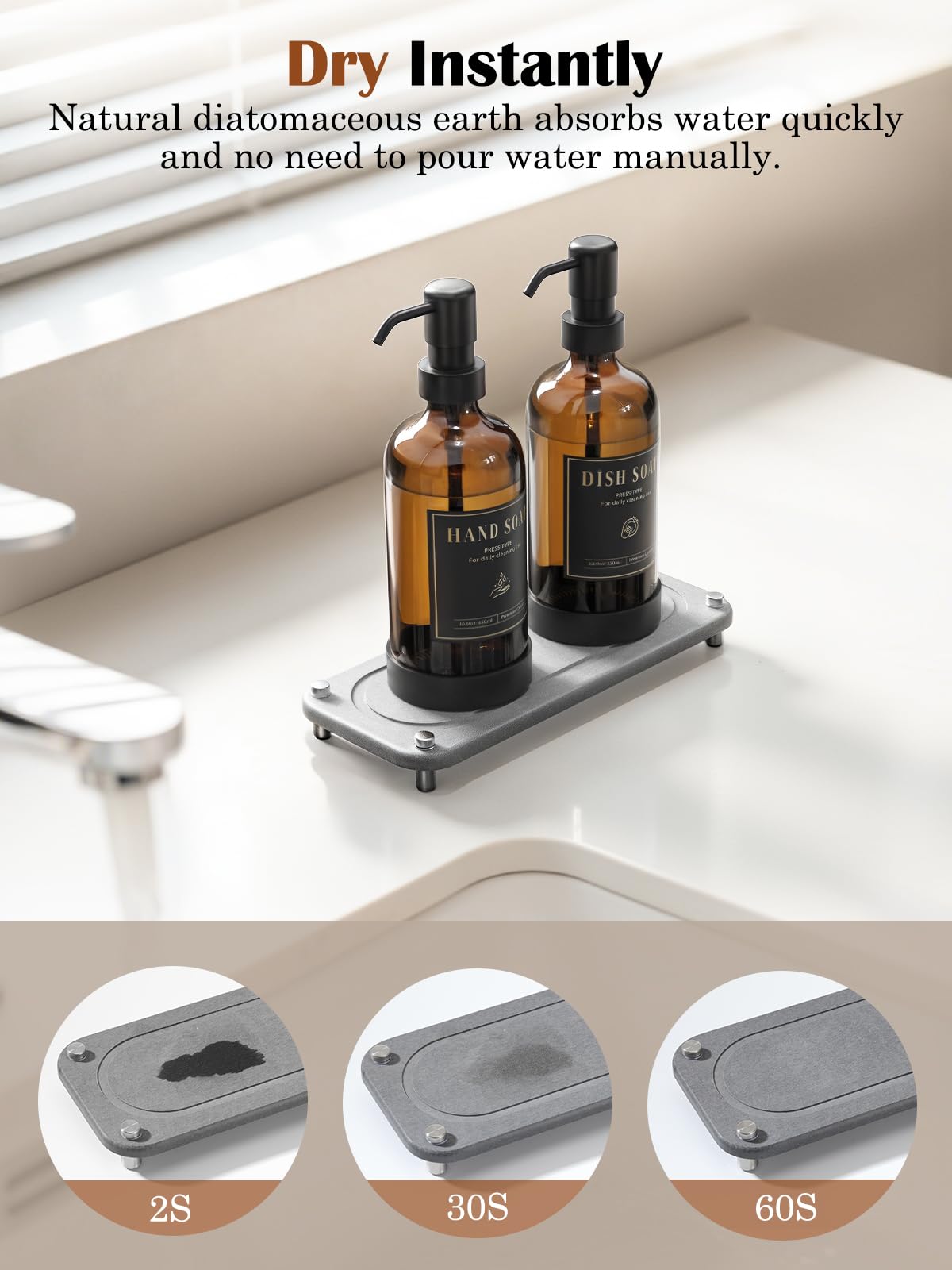17 oz Glass Liquid Soap Dispenser Set (2 Count)