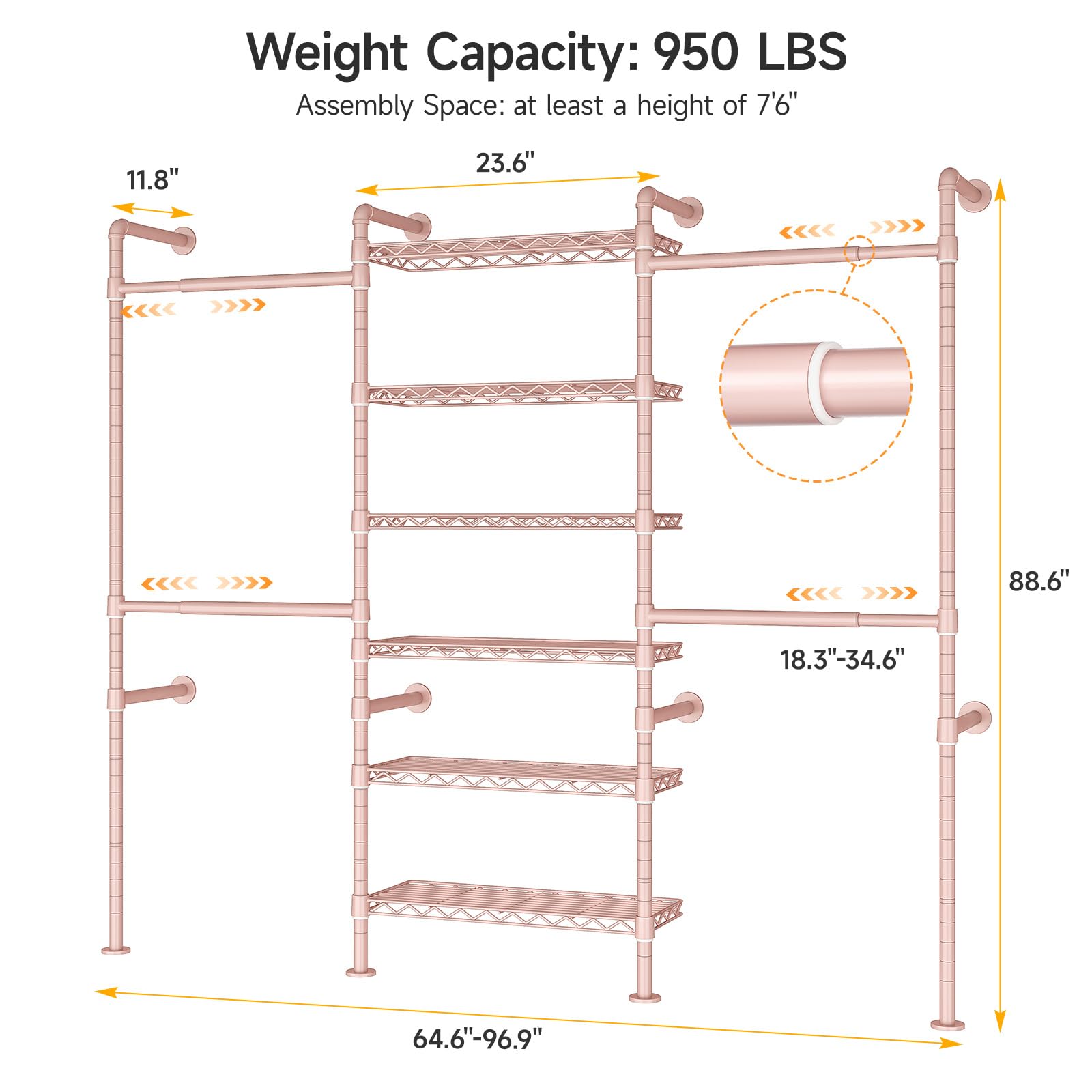 H3 Expandable Wall Mounted Closet System