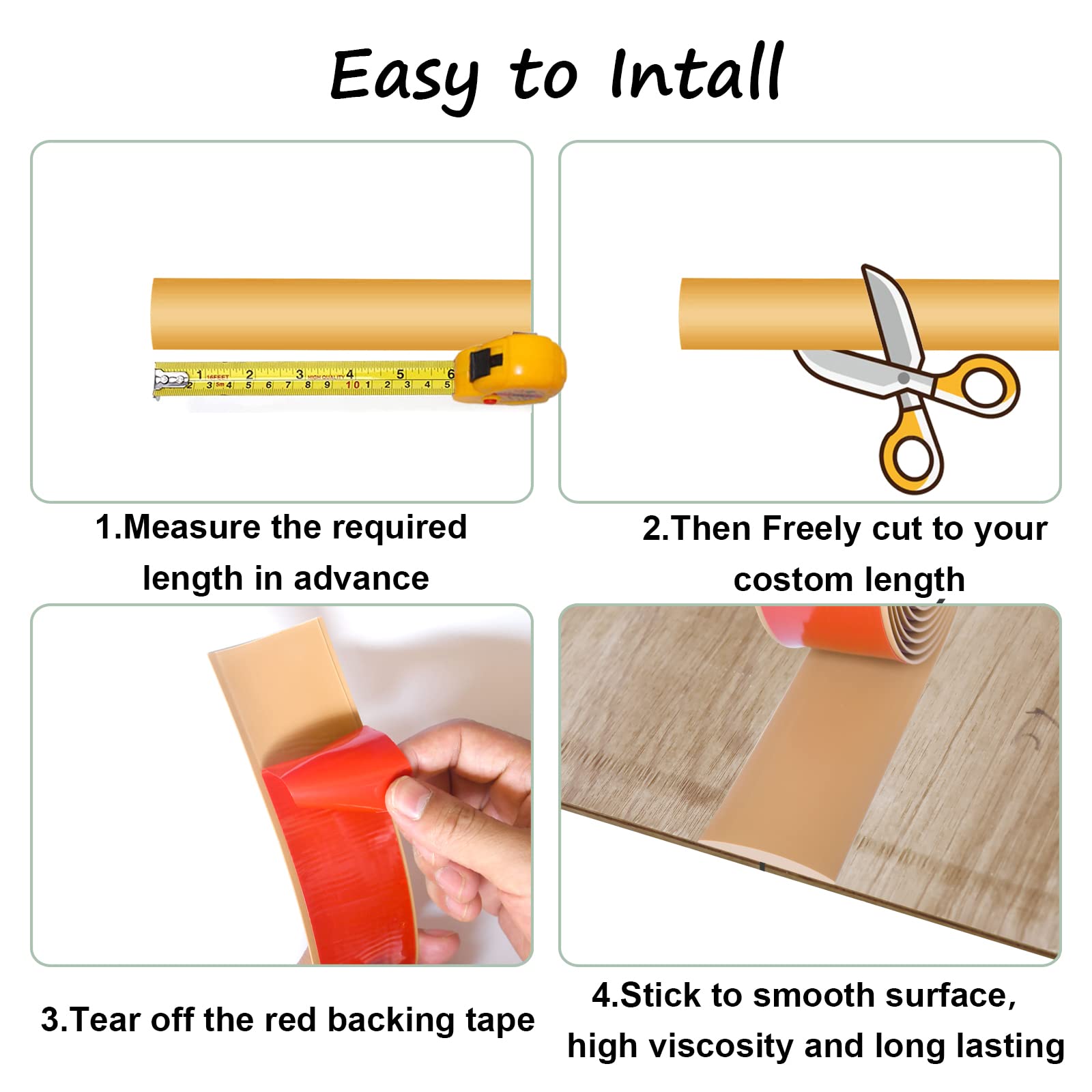 Floor Door Flat Transition Strip & Self Adhesive Floor Vinyl Floor Edge Trim Laminate Floor Gap Covering Joining Strip