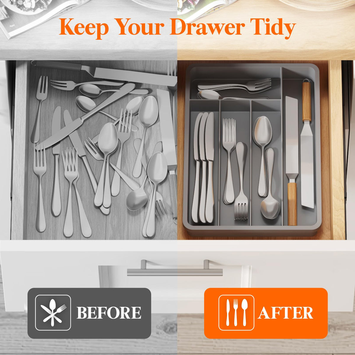 Silverware Drawer Organizer Tray