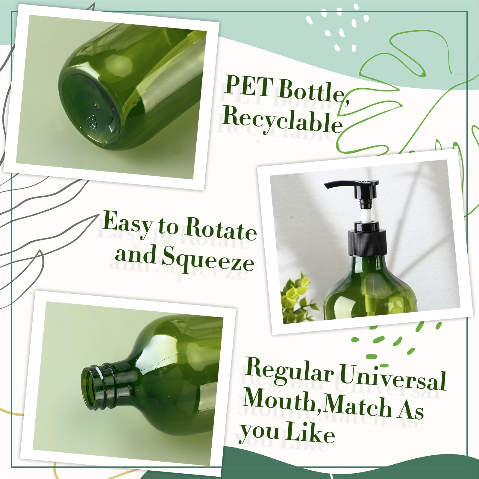 12 Pack Green Plastic Pump Bottles Soap Dispenser (12 Count)