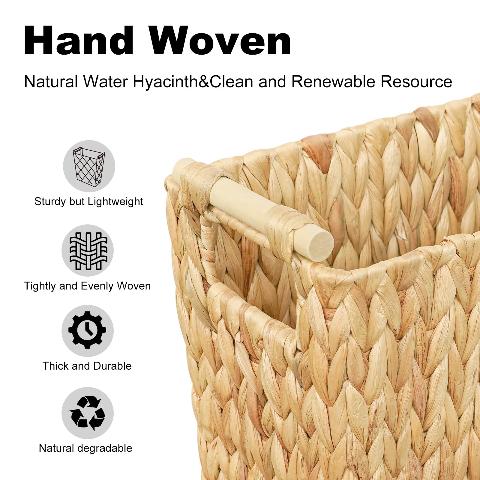 6 Gallon Wicker Trash Can with Wooden Handle
